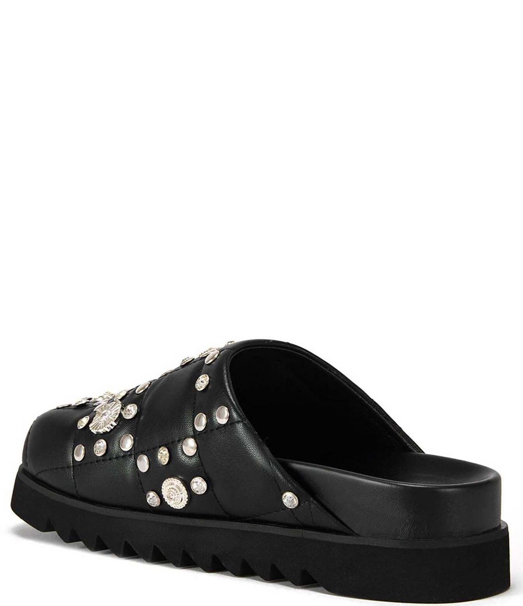 Azalea Wang Fischer Quilted Studded Lugged Platform Mules