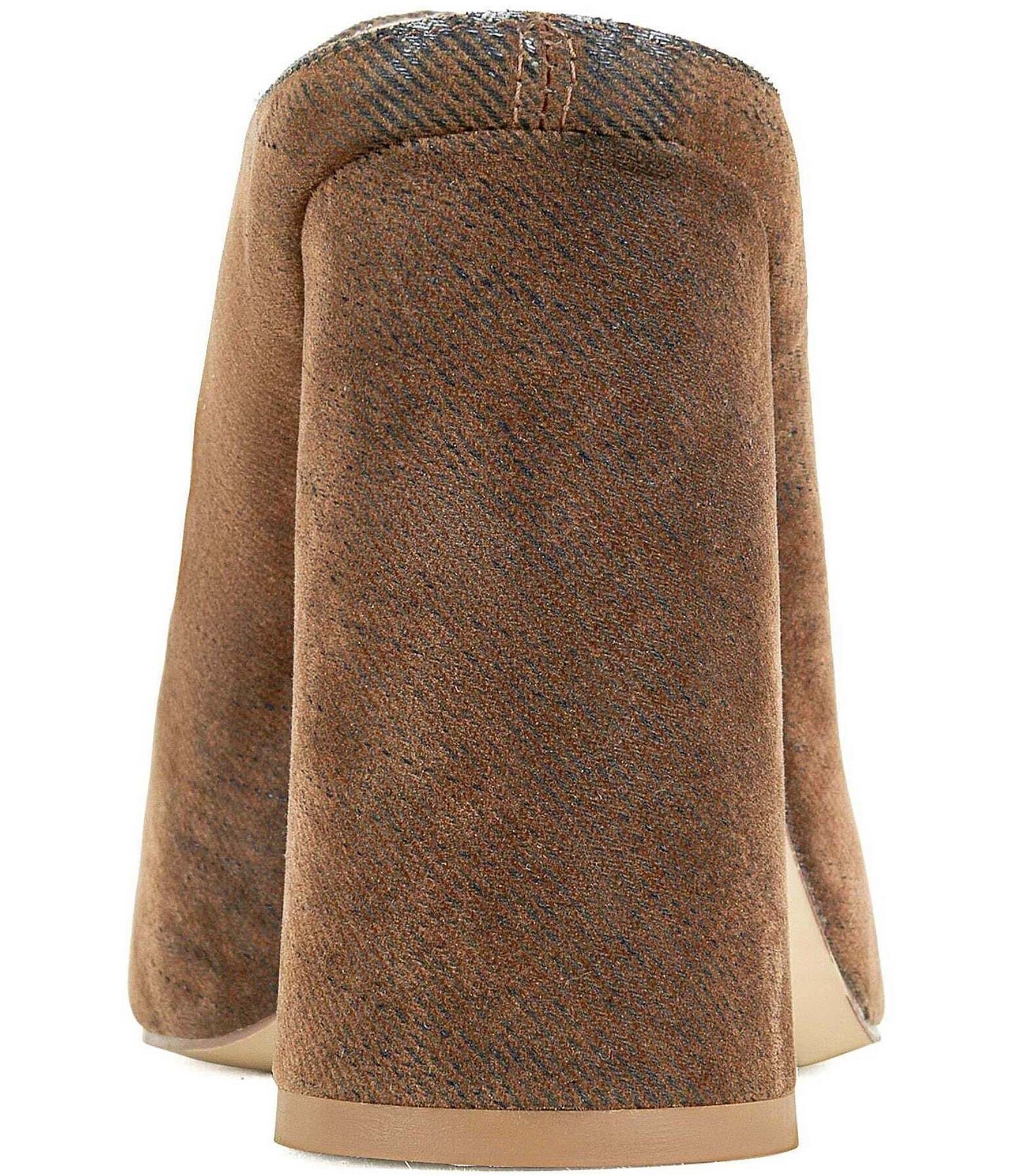 Azalea Wang Florea Denim Block Heel Platform Mules