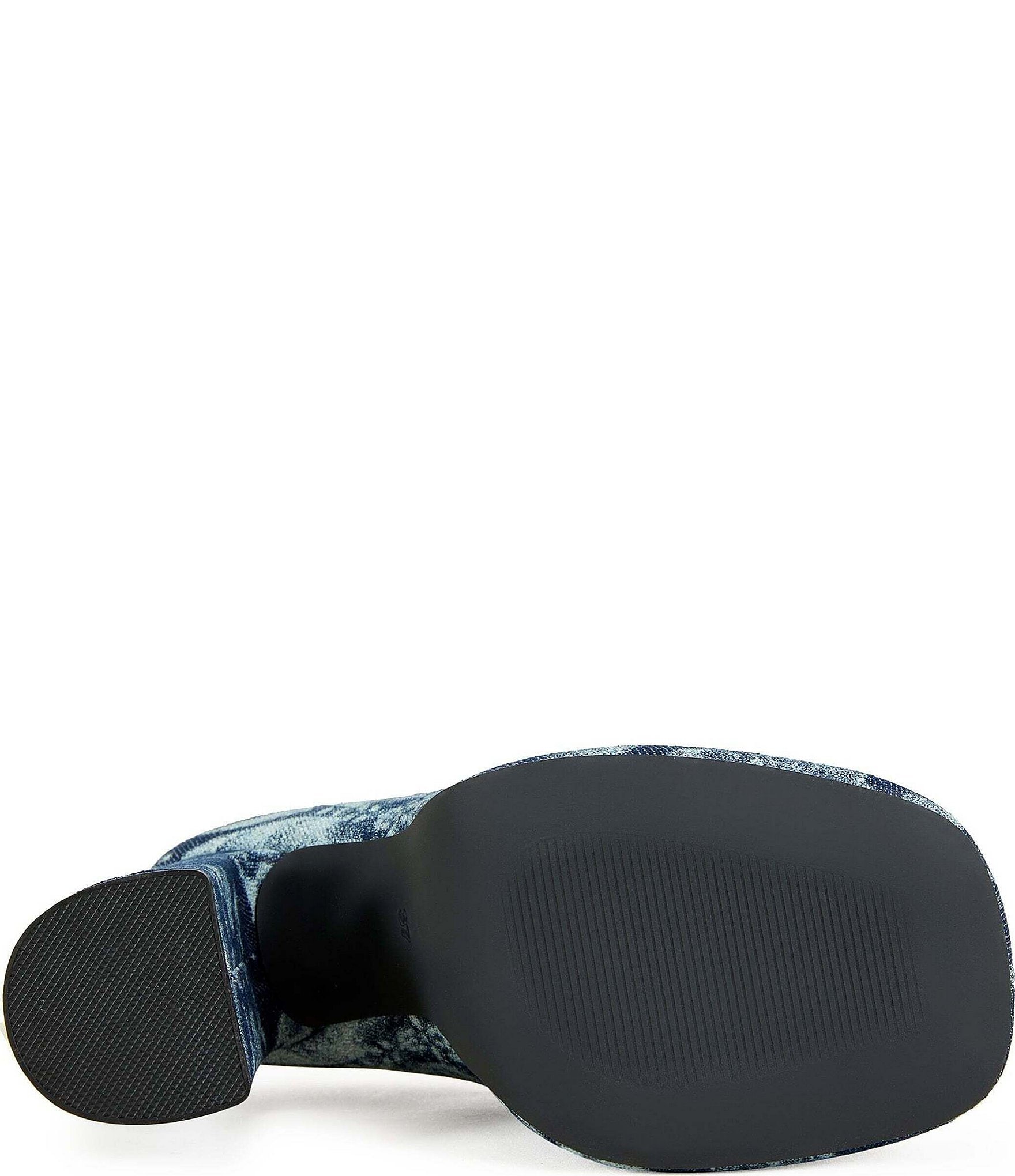 Azalea Wang Florea Denim Block Heel Platform Mules