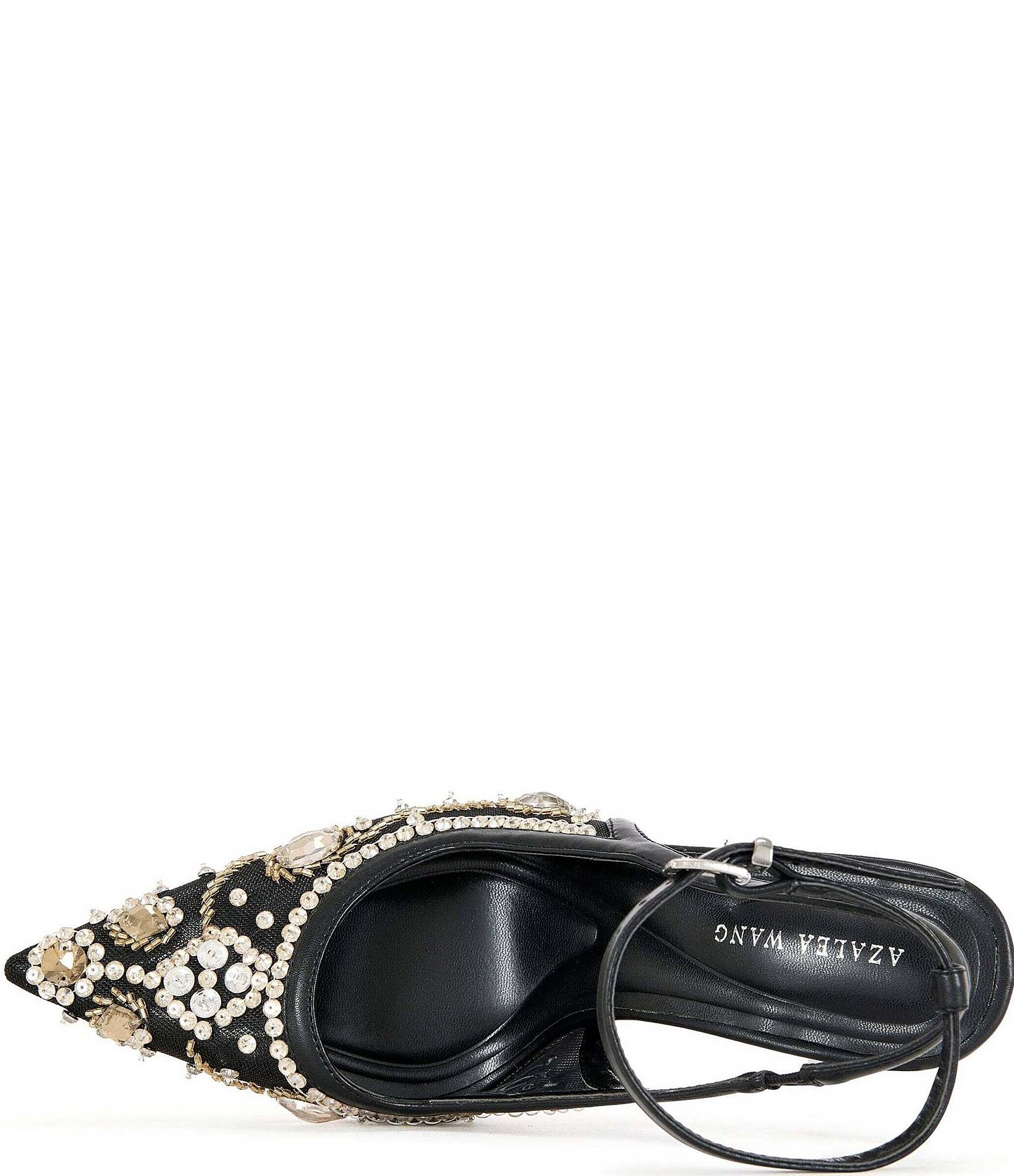 Azalea Wang Ghouldie Mesh Jewel Ornamented Ankle Strap Pumps