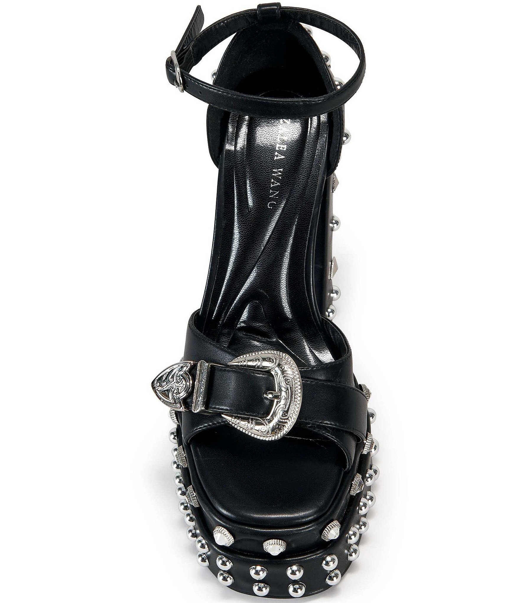 Azalea Wang Haiku Studded Embellished Platform Western Hardware Dress Sandals