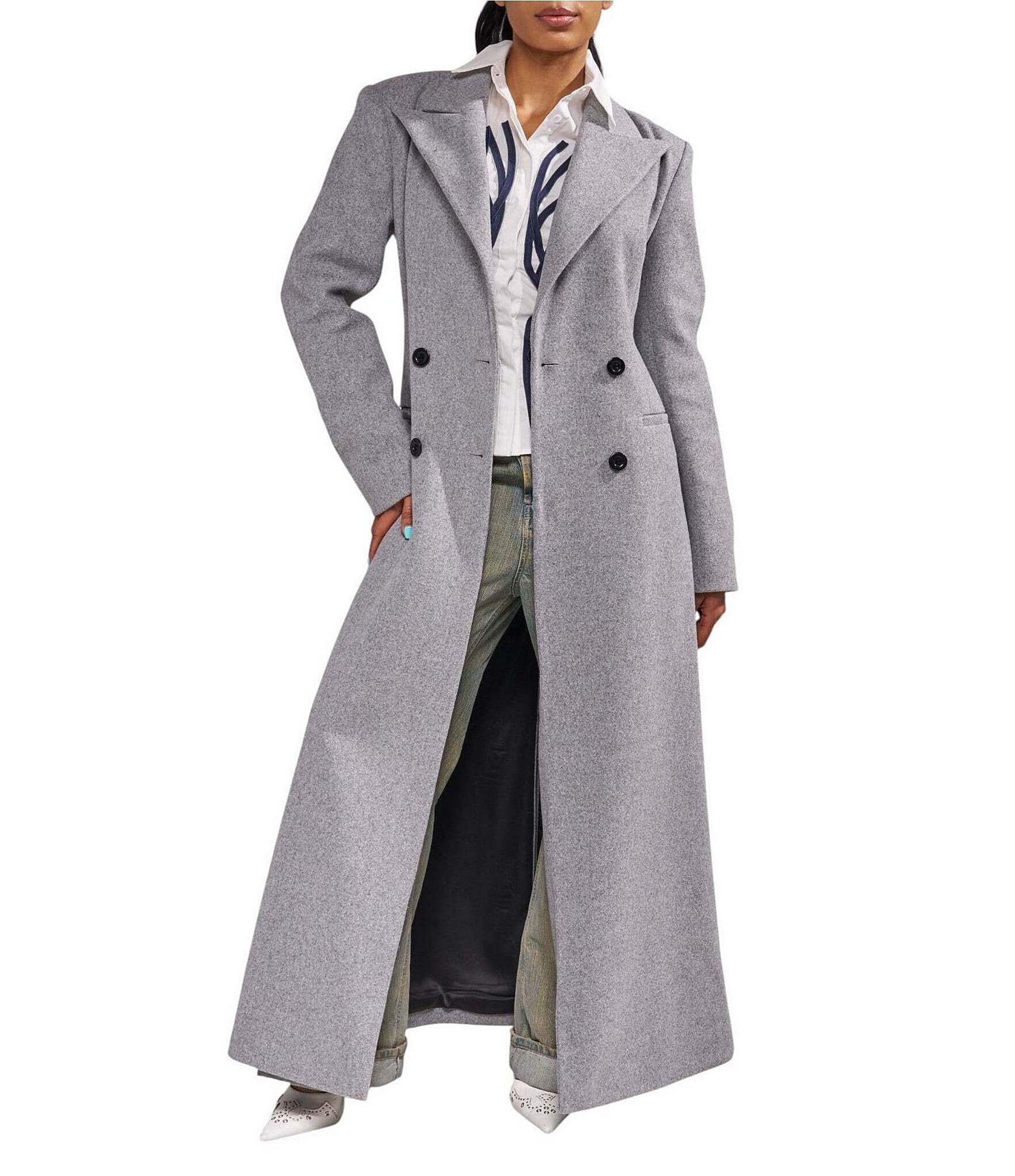 Azalea Wang Haloir Notch Collar Long Button Front Trench Coat
