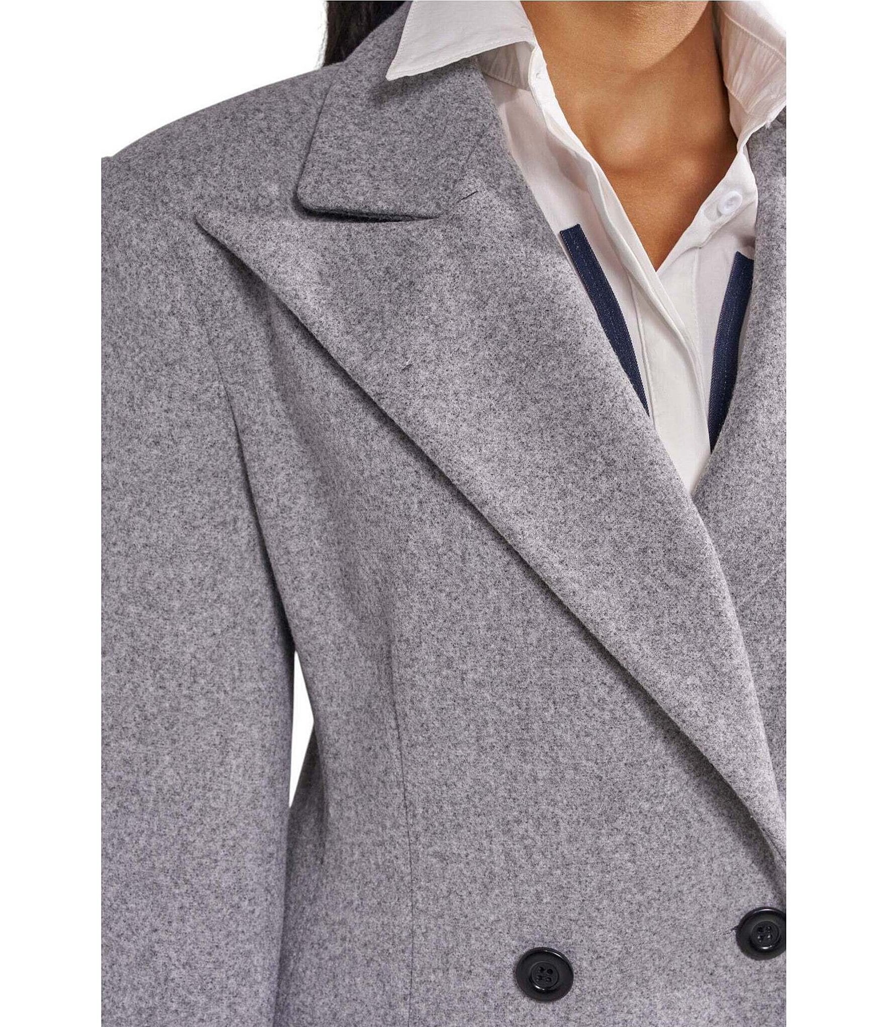 Azalea Wang Haloir Notch Collar Long Button Front Trench Coat