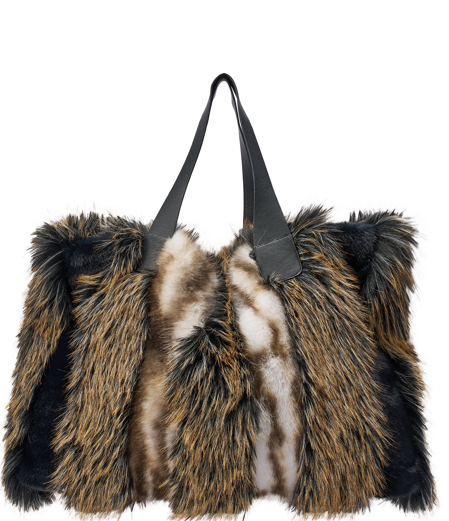 Azalea Wang Confidante Hickory Faux Fur Slouchy Tote Bag