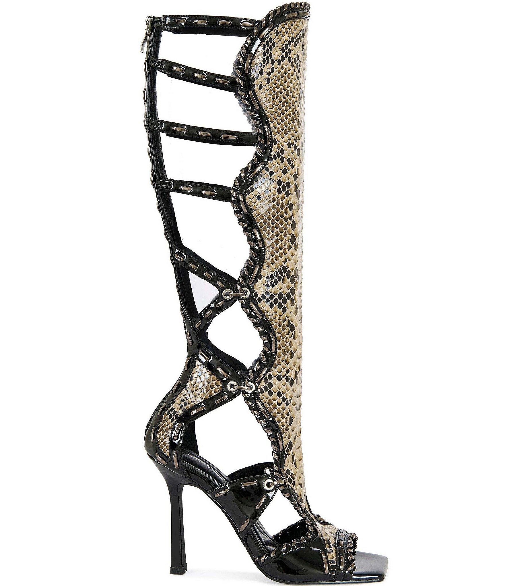Azalea Wang Indrani High Snake Print Gladiator Sandals