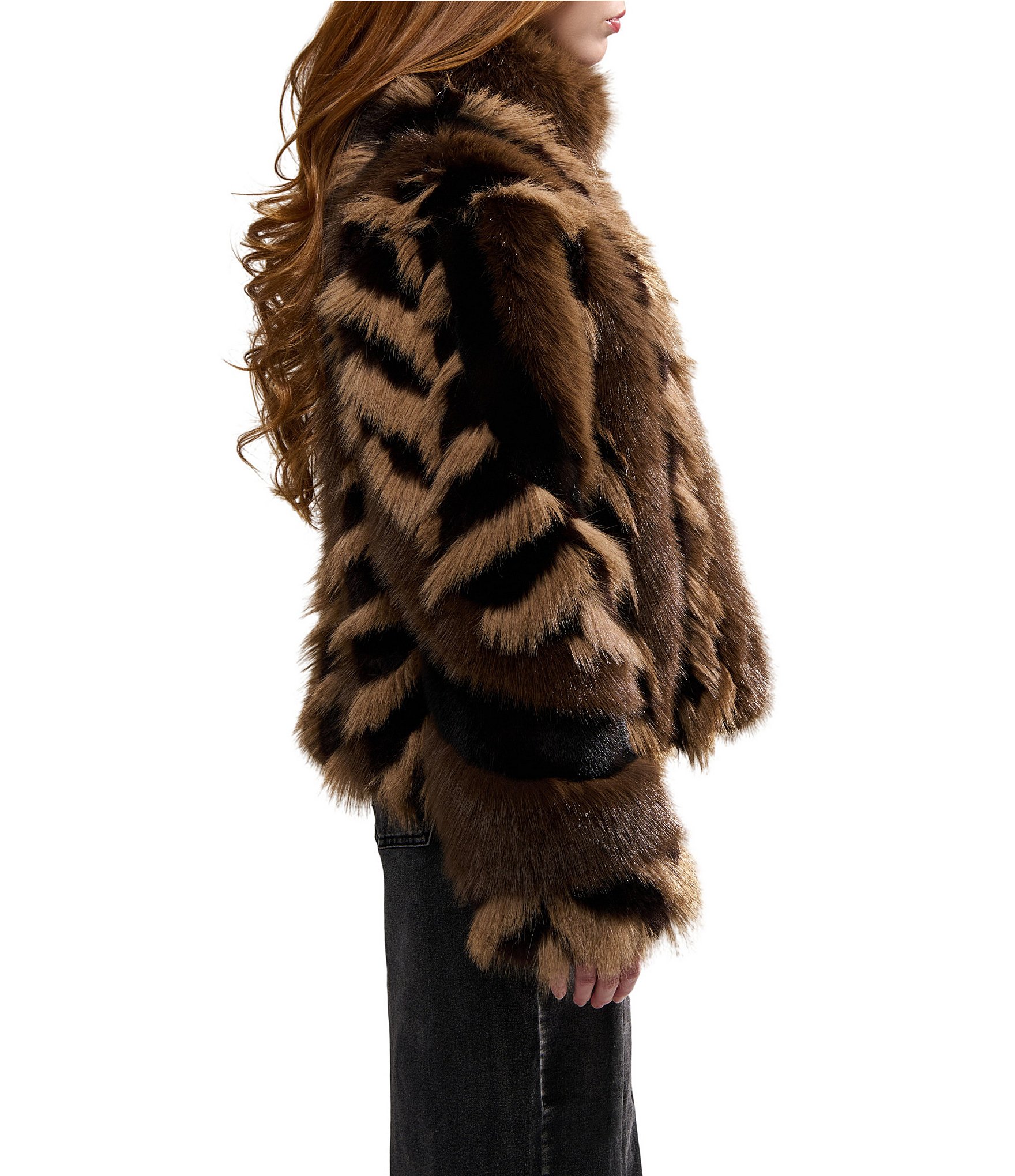 Azalea Wang Inez Stand Collar Faux Fur Zip Front Jacket
