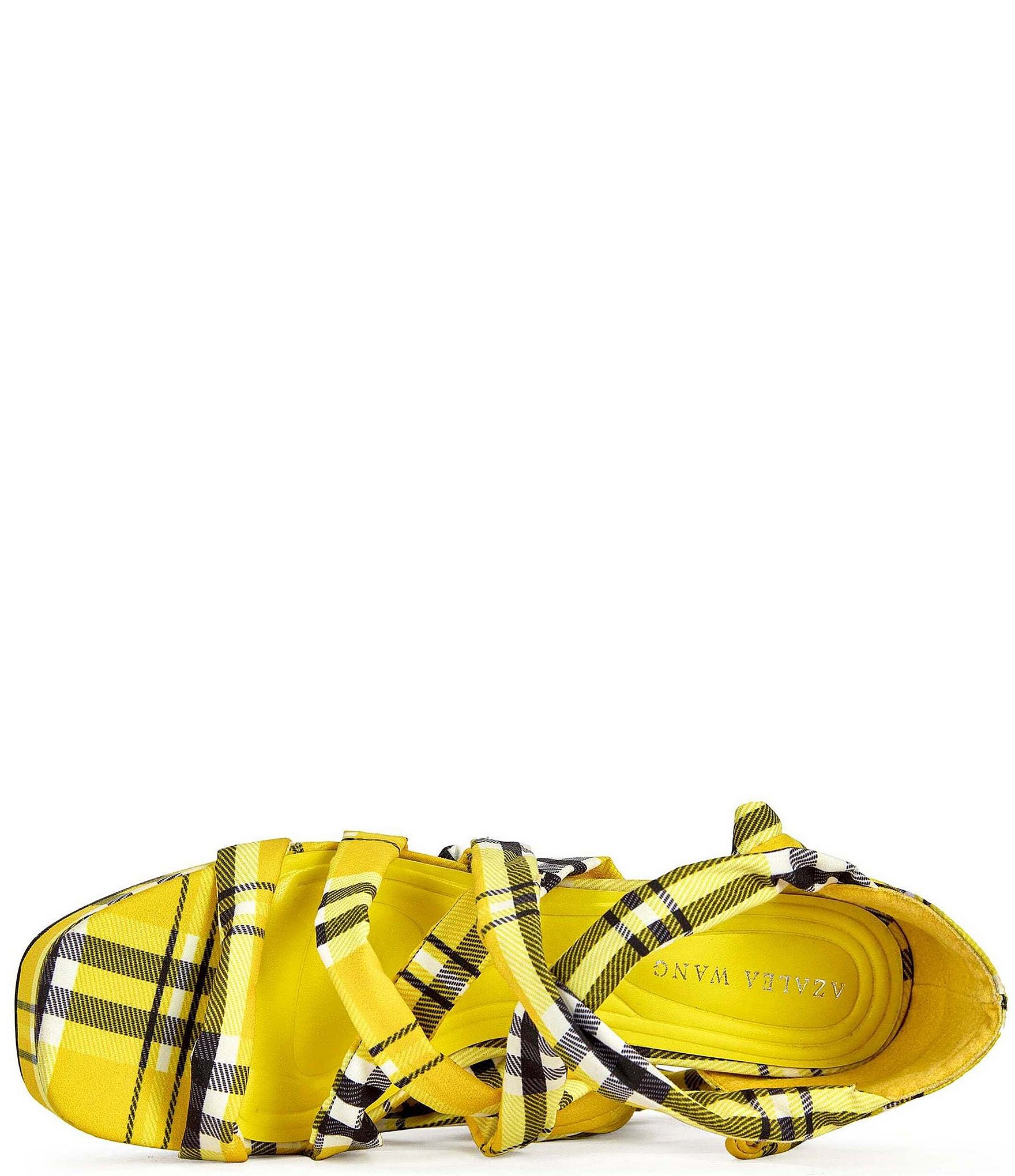 Azalea Wang Jemisha Plaid Wraparound Ankle Tie Platform Sandals