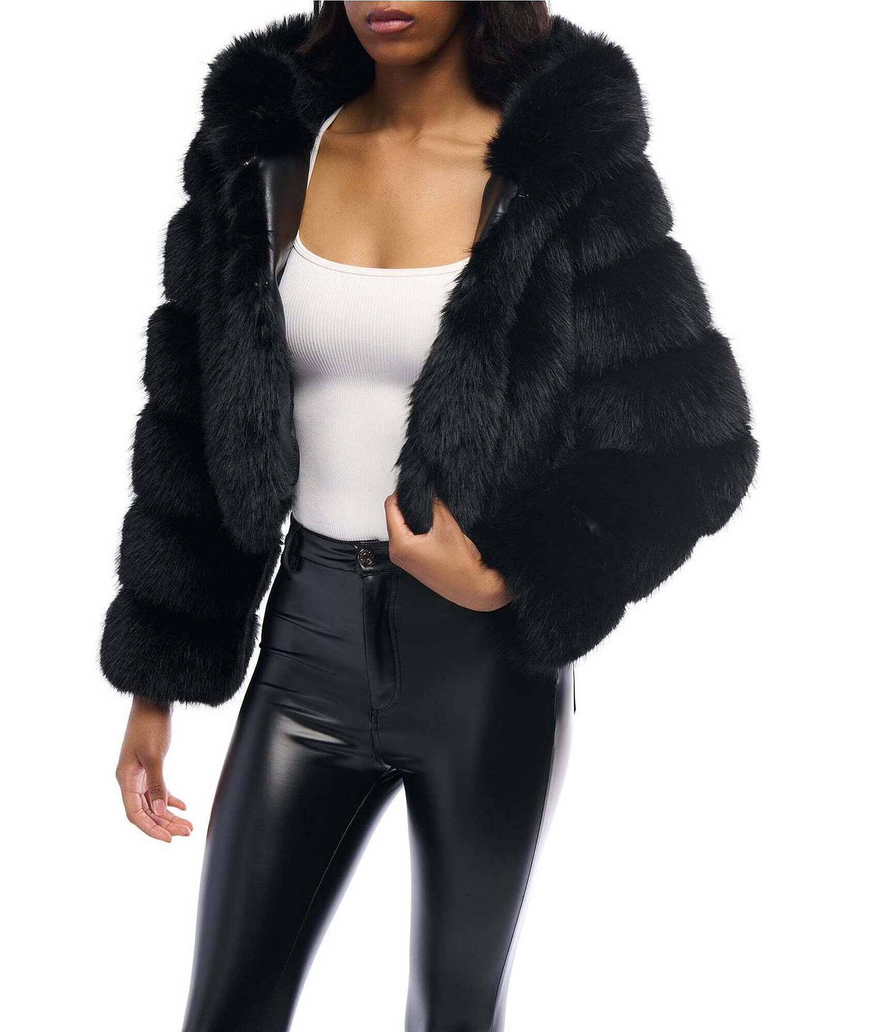 Azalea Wang Jolene Faux Fur Collared Filled Jacket Dillard's