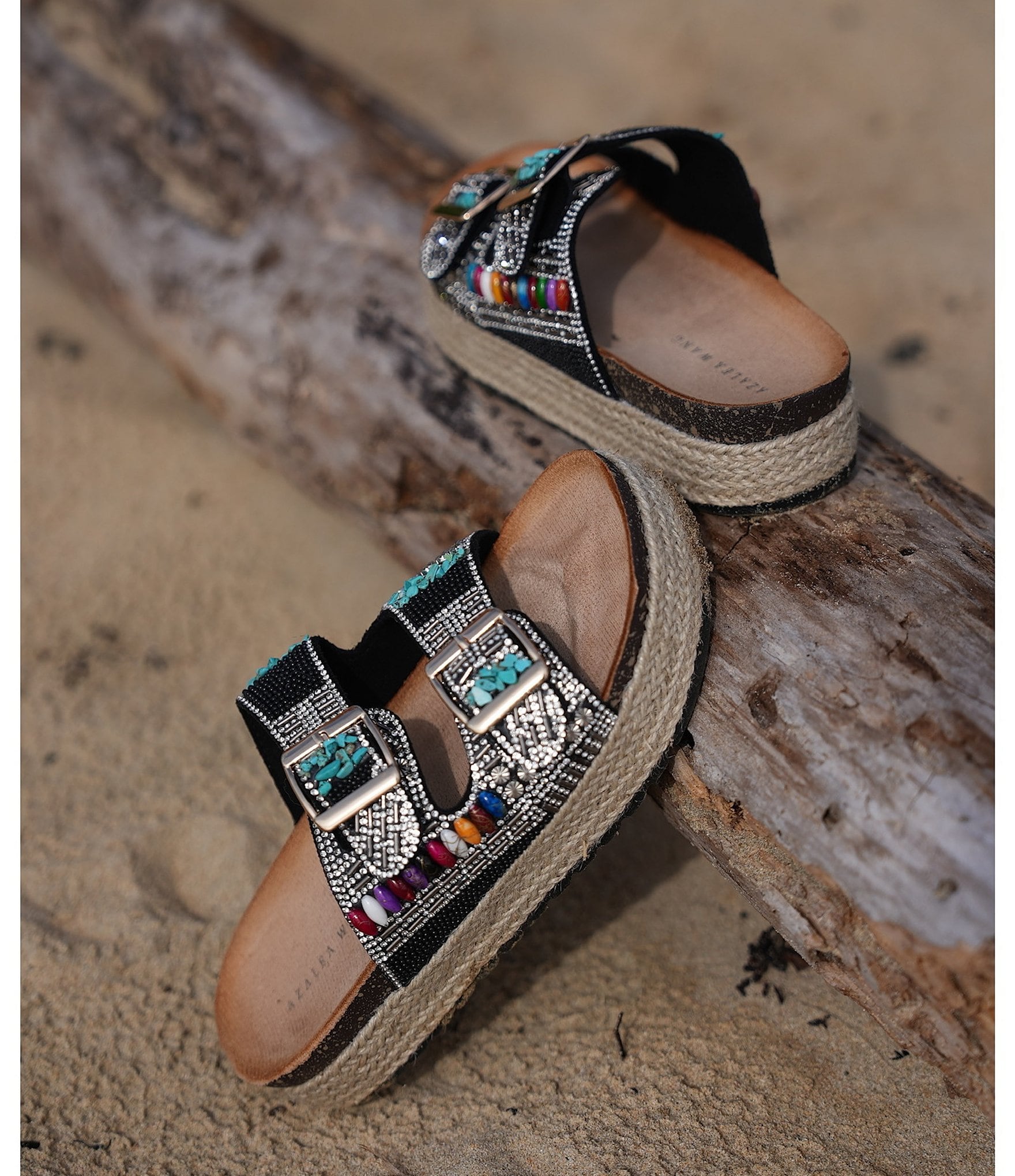 Azalea Wang Kaylum Embellished Double Banded Sandals