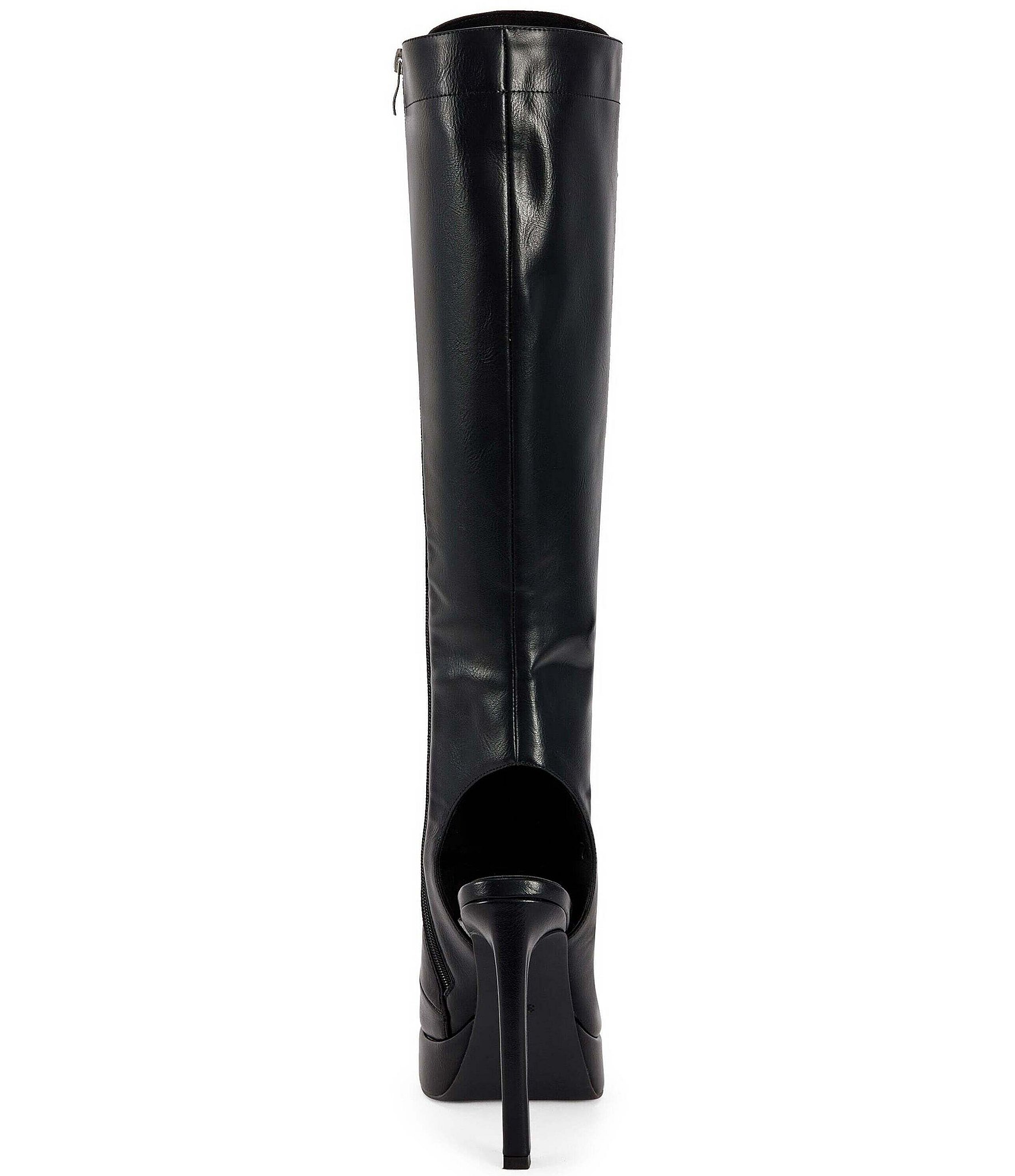Azalea Wang Kellan Lace Up Open Toe Open Heel Platform Tall Boots
