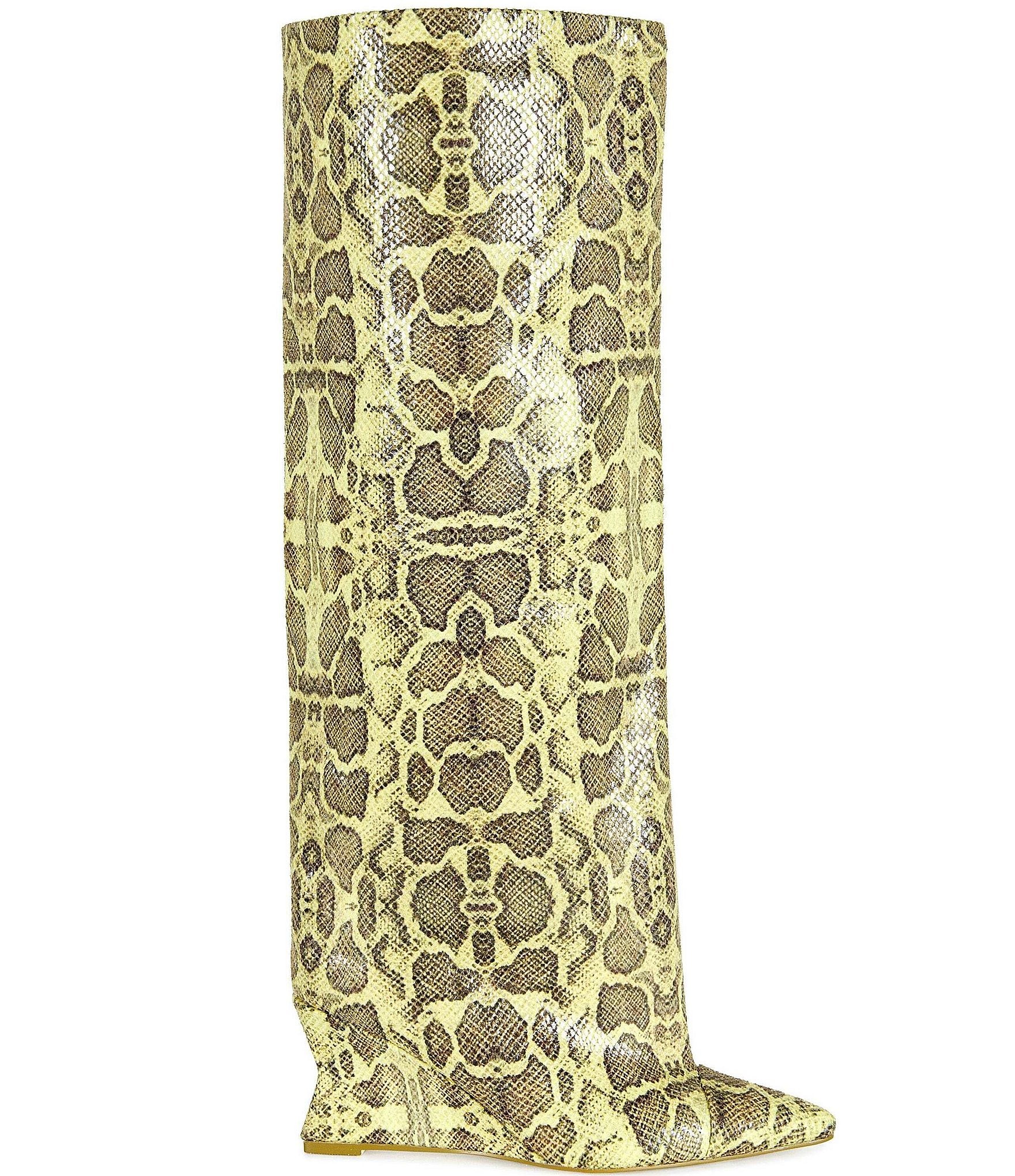Azalea Wang Kenya Snake Print Over The Knee Boots