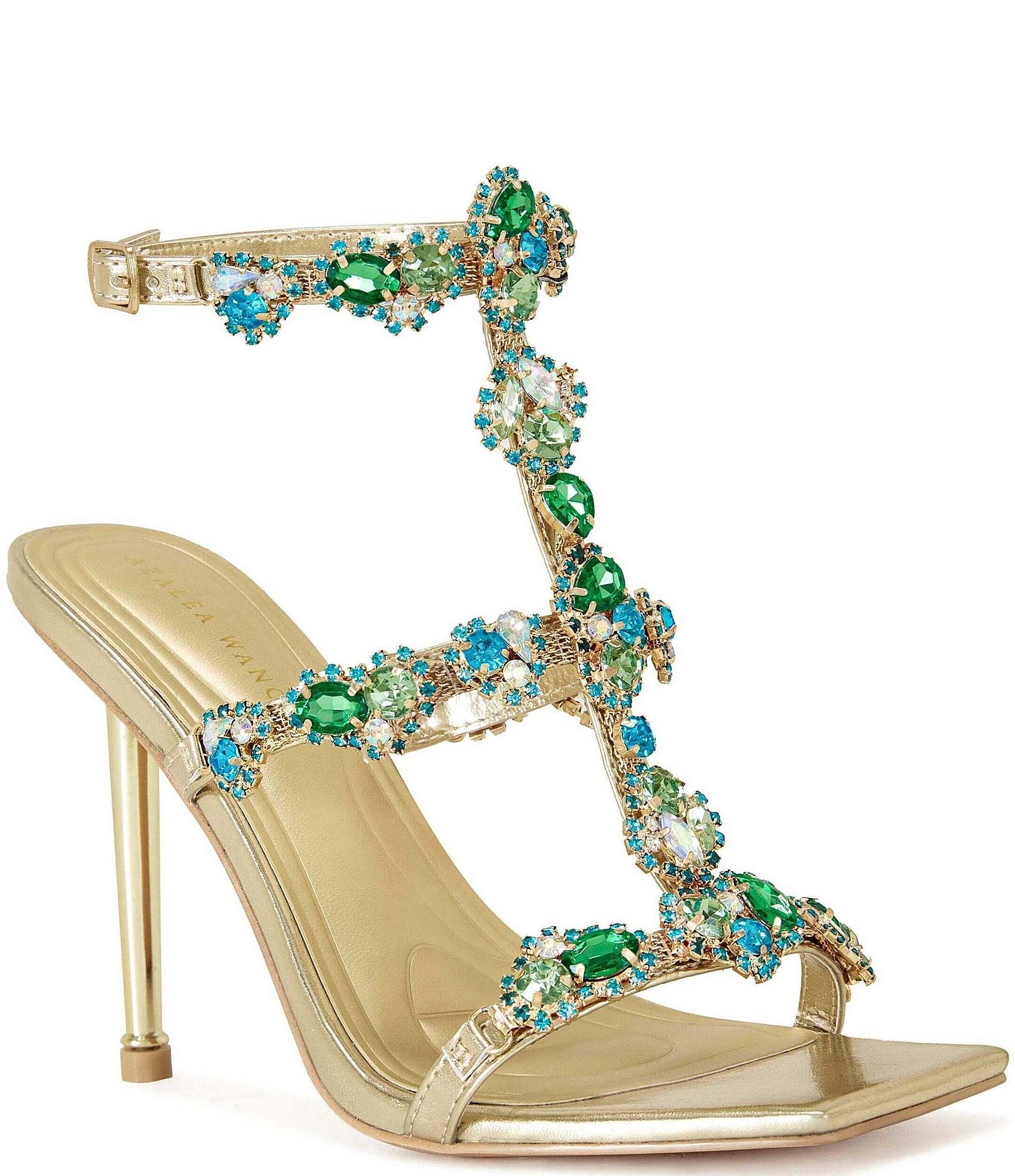 Azalea Wang Khai Multicolor Jeweled Strappy Dress Sandals
