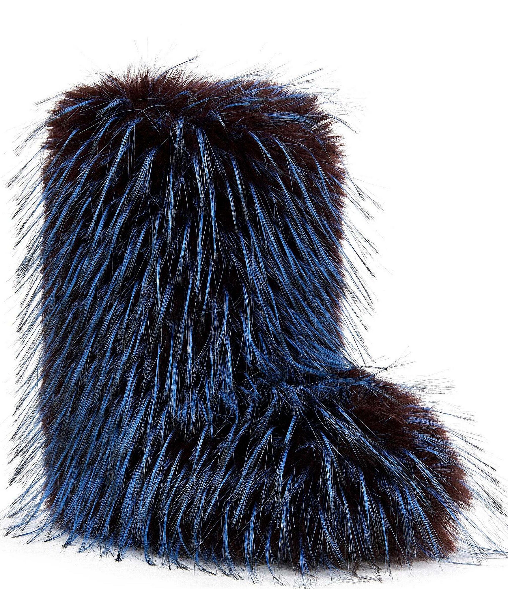 Azalea Wang Lenix Multicolored Faux Fur Mid Calf Boots