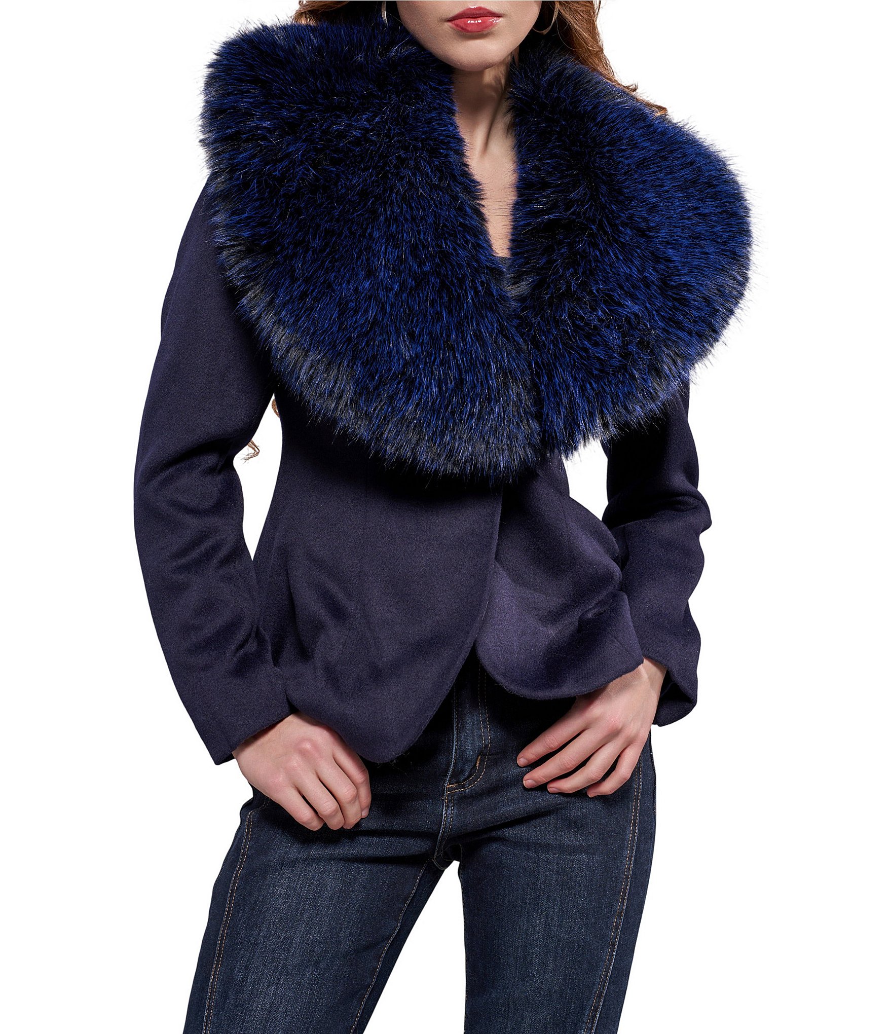 Azalea Wang Liliane Removable Faux Fur Button Front Blazer