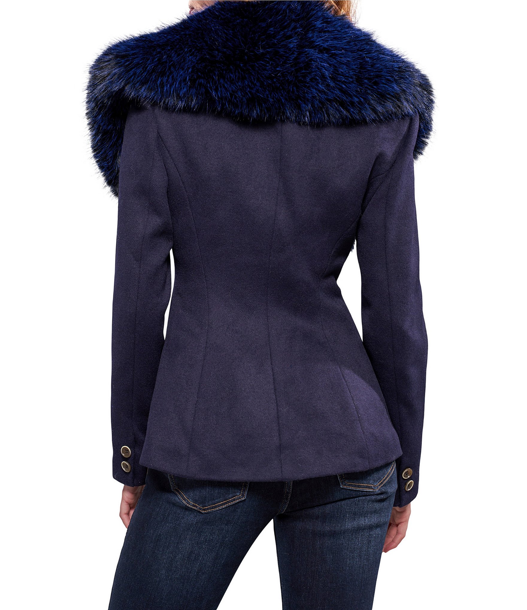 Azalea Wang Liliane Removable Faux Fur Button Front Blazer