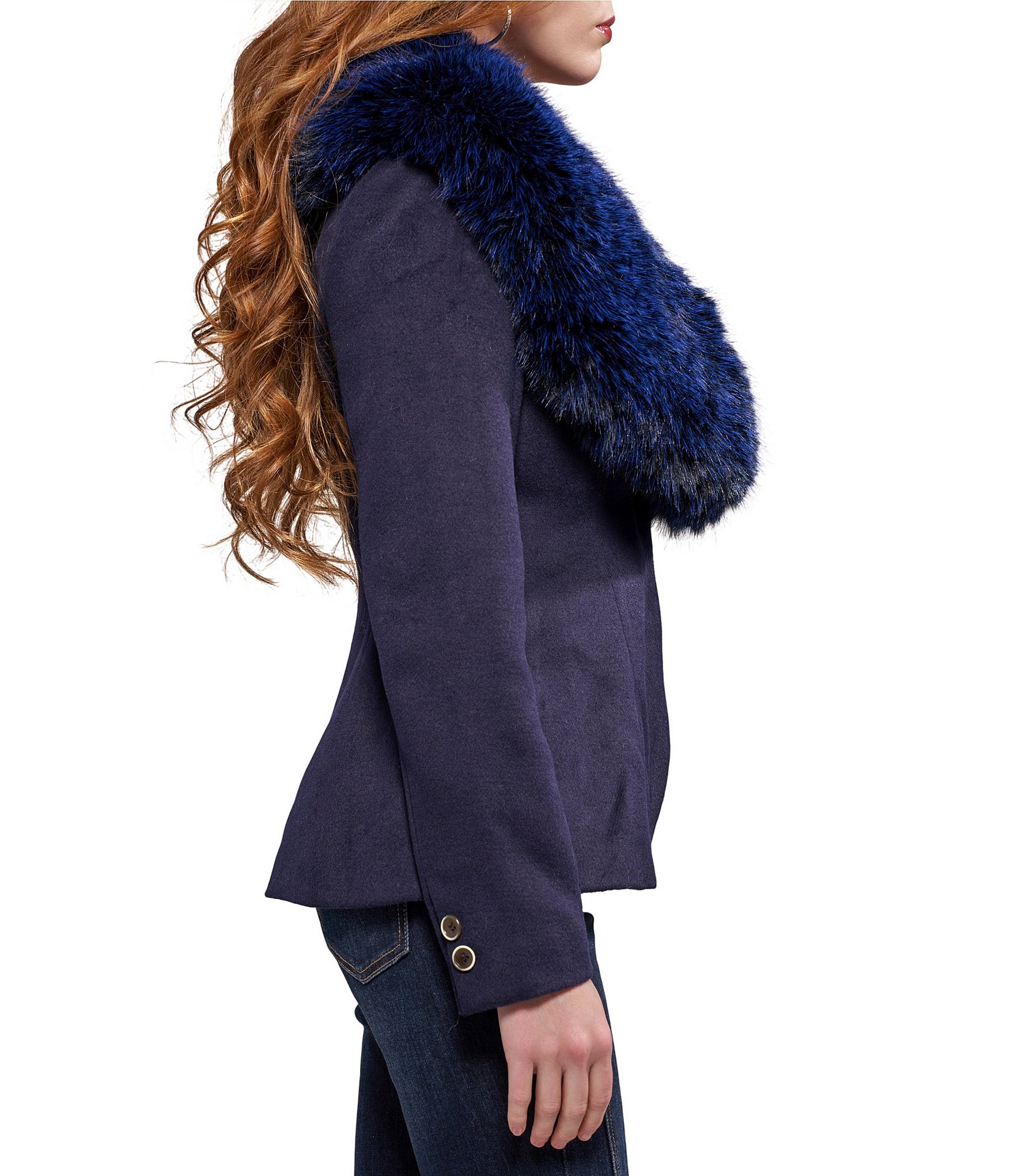 Azalea Wang Liliane Removable Faux Fur Button Front Blazer