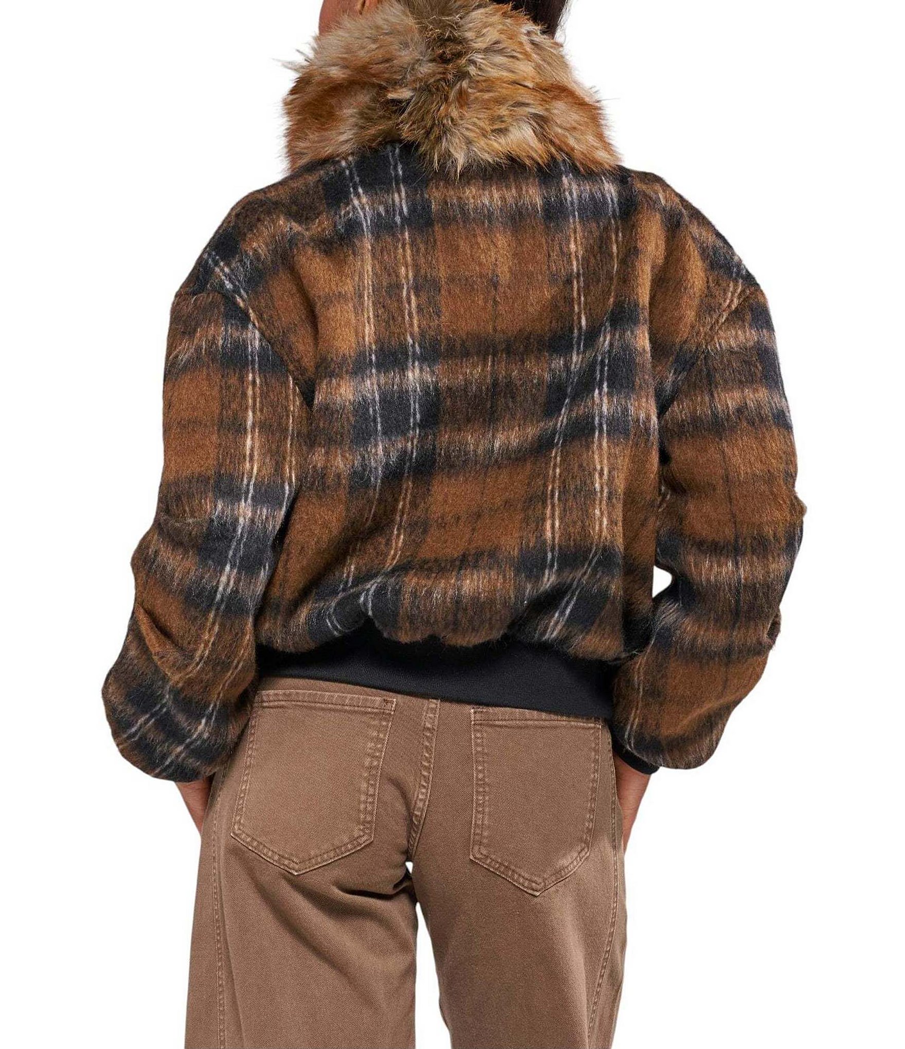 Azalea Wang Maddy Faux Fur Oversize Collar Button Front Jacket