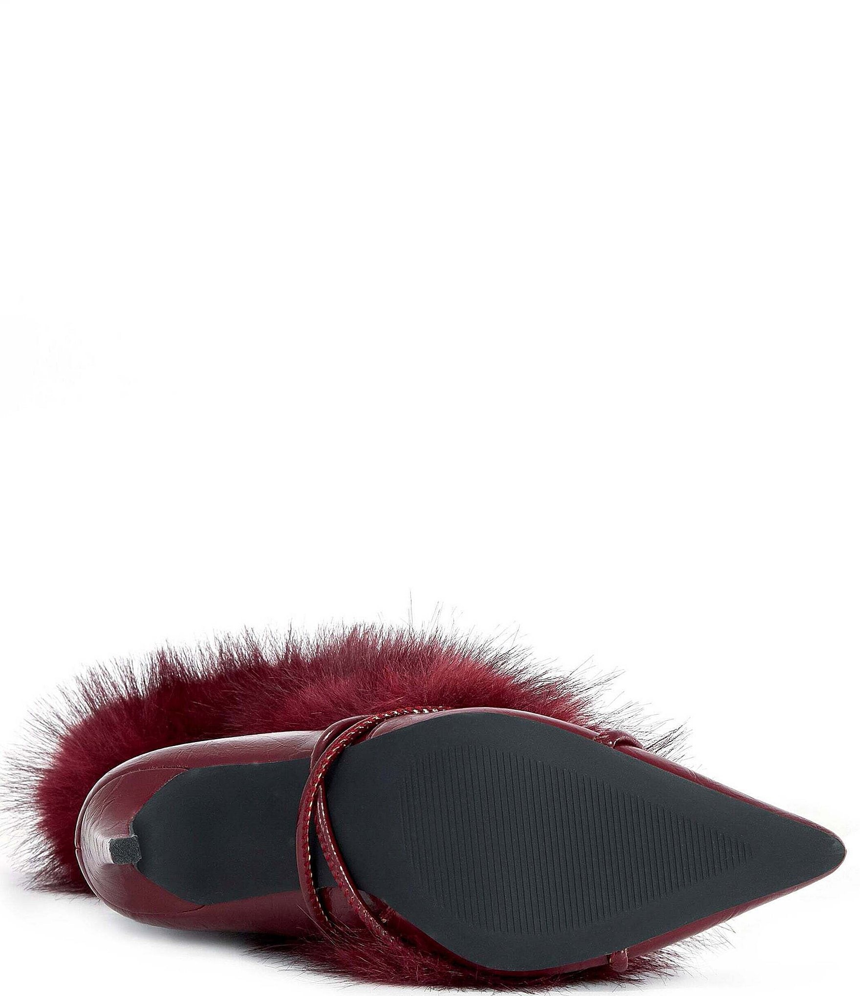 Azalea Wang Mahtama Faux Fur Wraparound Lace Pointed Toe Boots