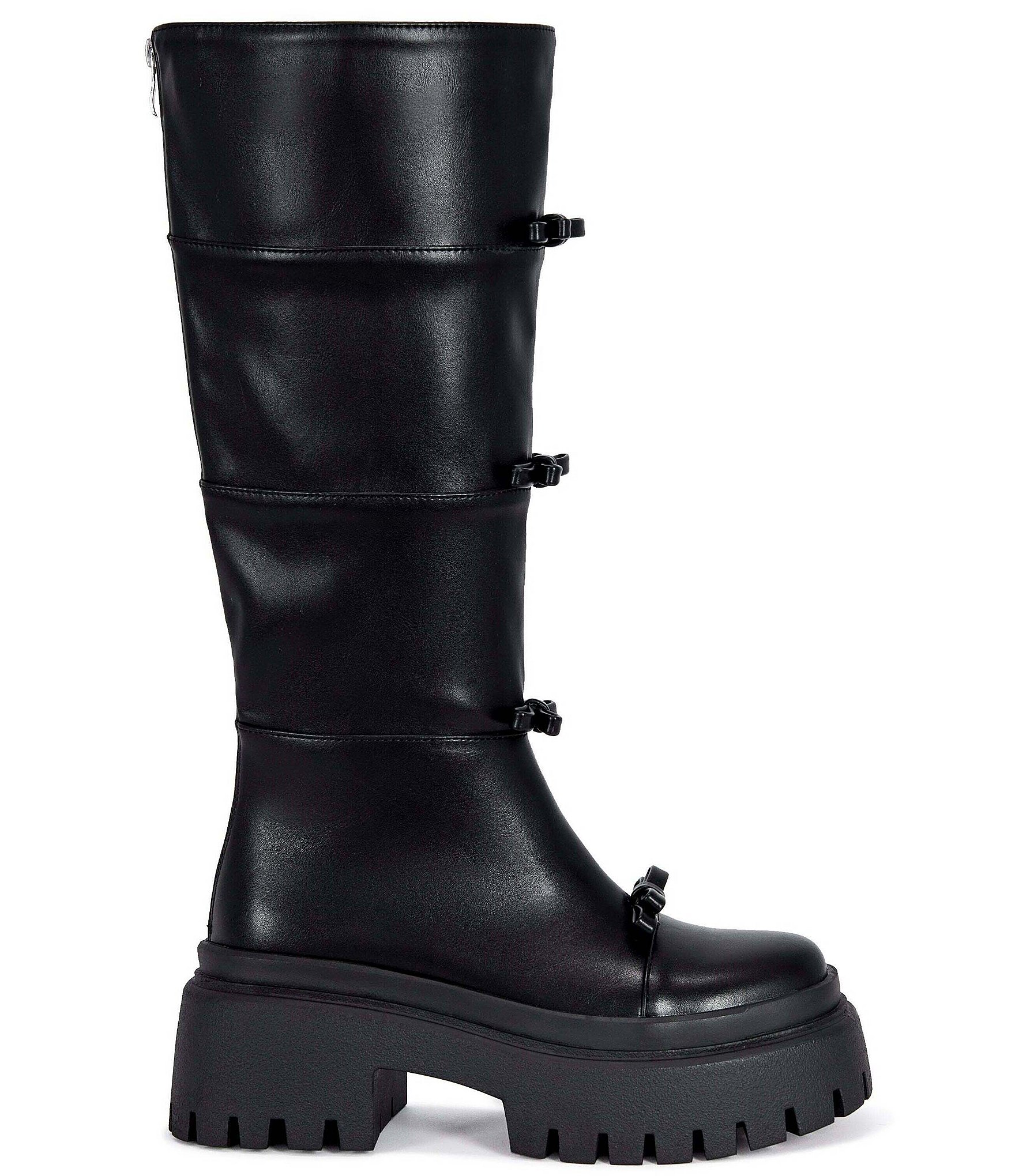 Azalea Wang Marguerite Mini Bow Lug Sole Moto Boots
