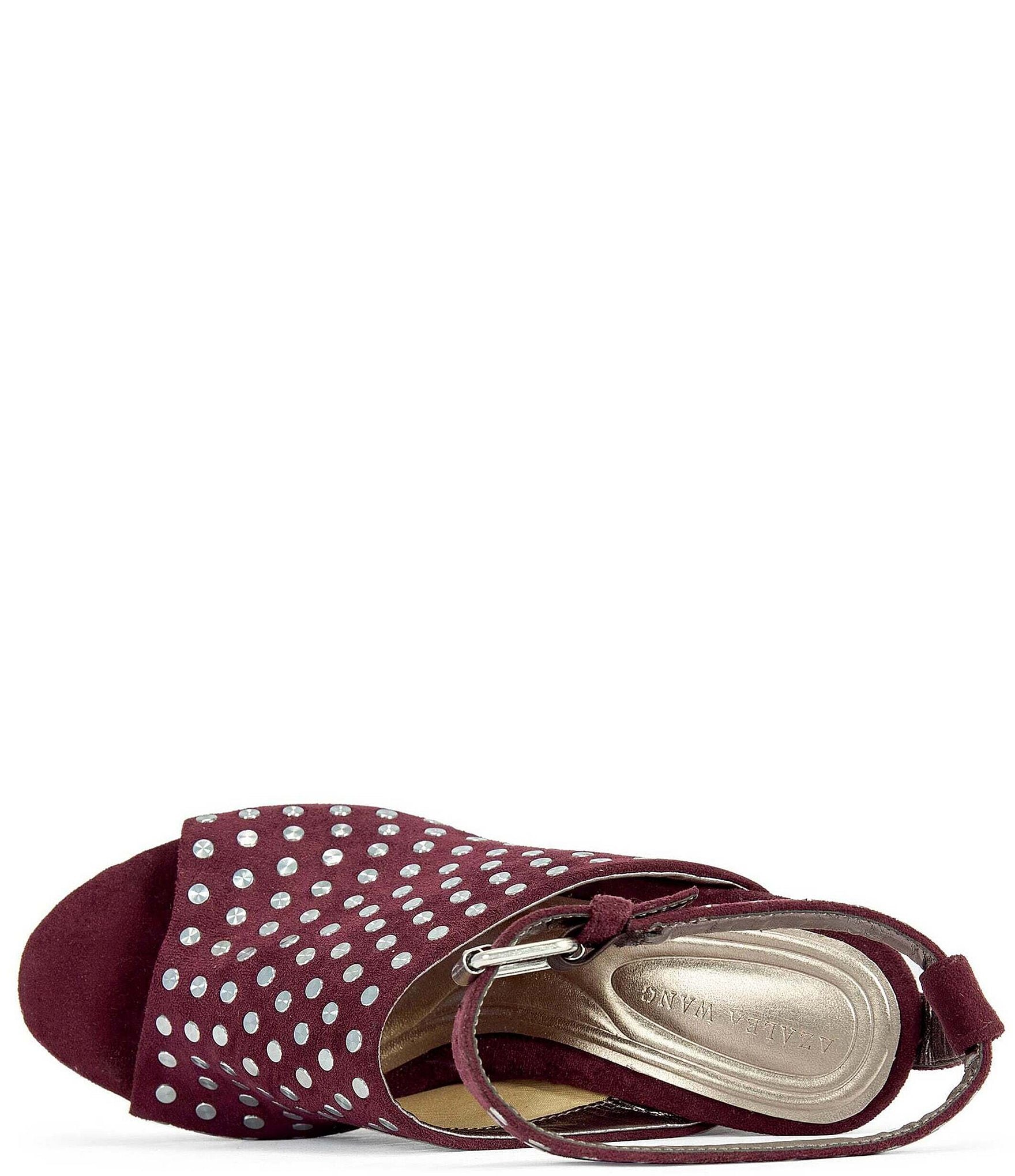 Azalea Wang Mirova Studded Ankle Strap Platform Wedge Sandals
