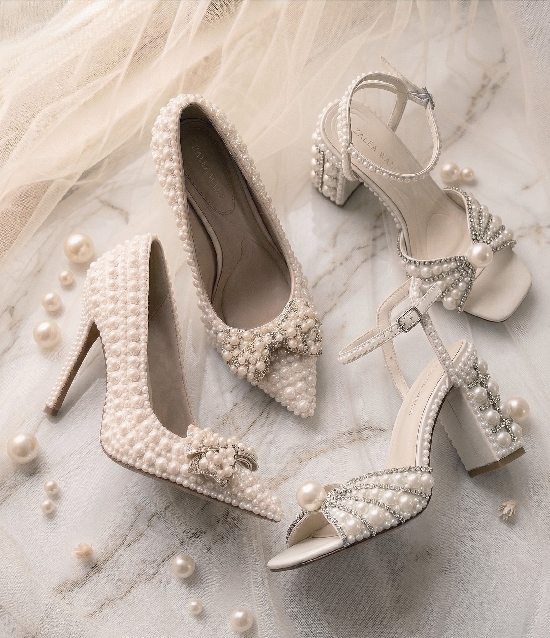 Azalea Wang Naamah Pearl Embellished Bow Pointed Toe Pumps