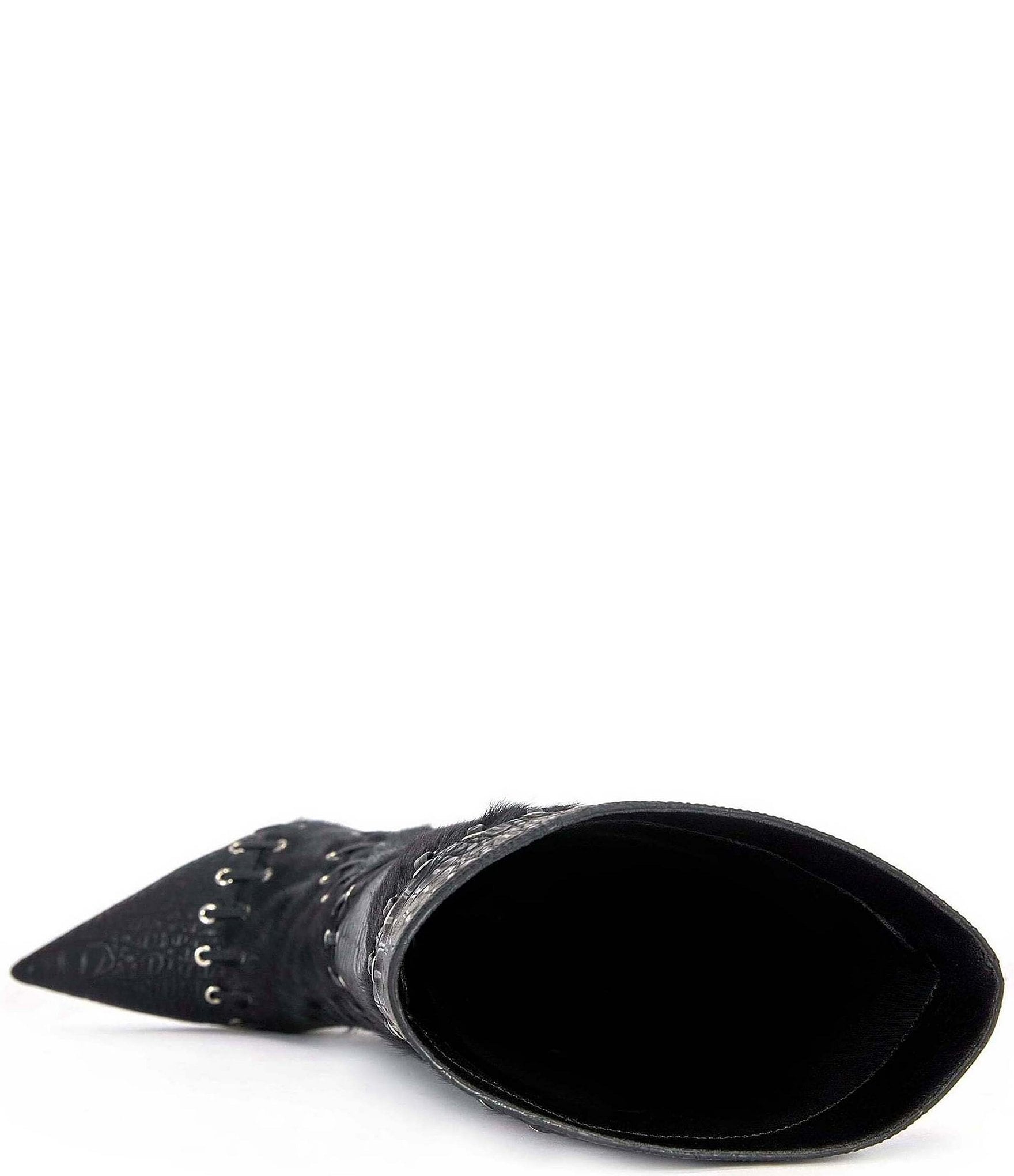 Azalea Wang Novak Suede Laced Pointed Toe Tall Boots