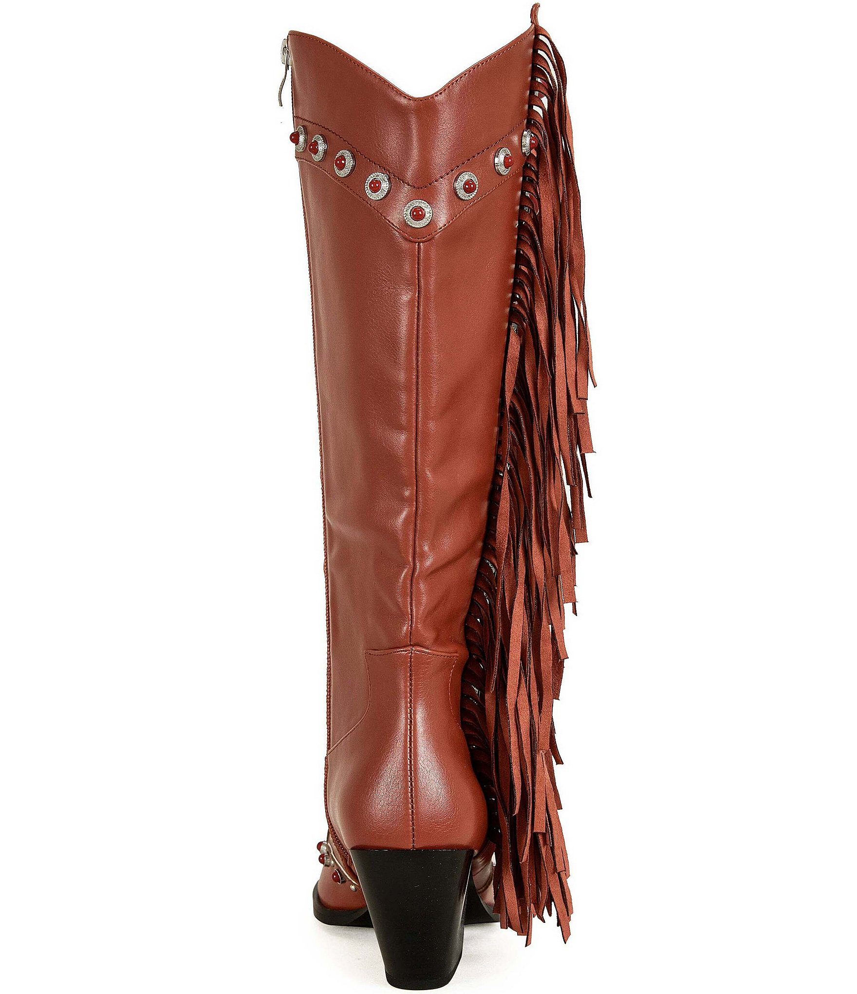 Azalea Wang Pelagius Studded Fringe Western Boots