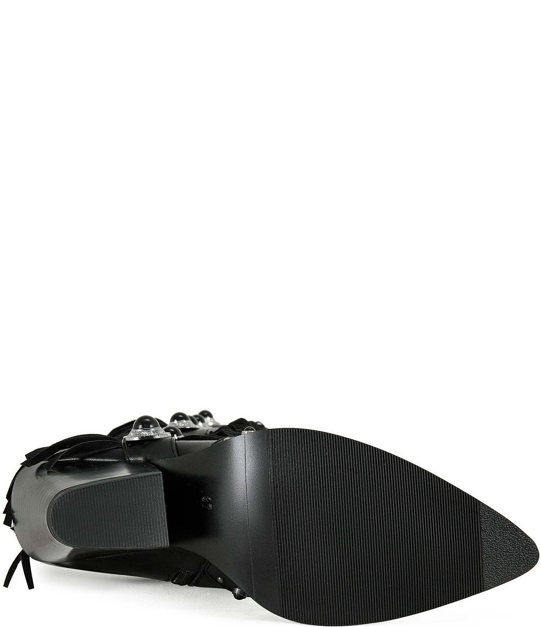 Azalea Wang Pelagius Studded Mixed Fringe Western Boots