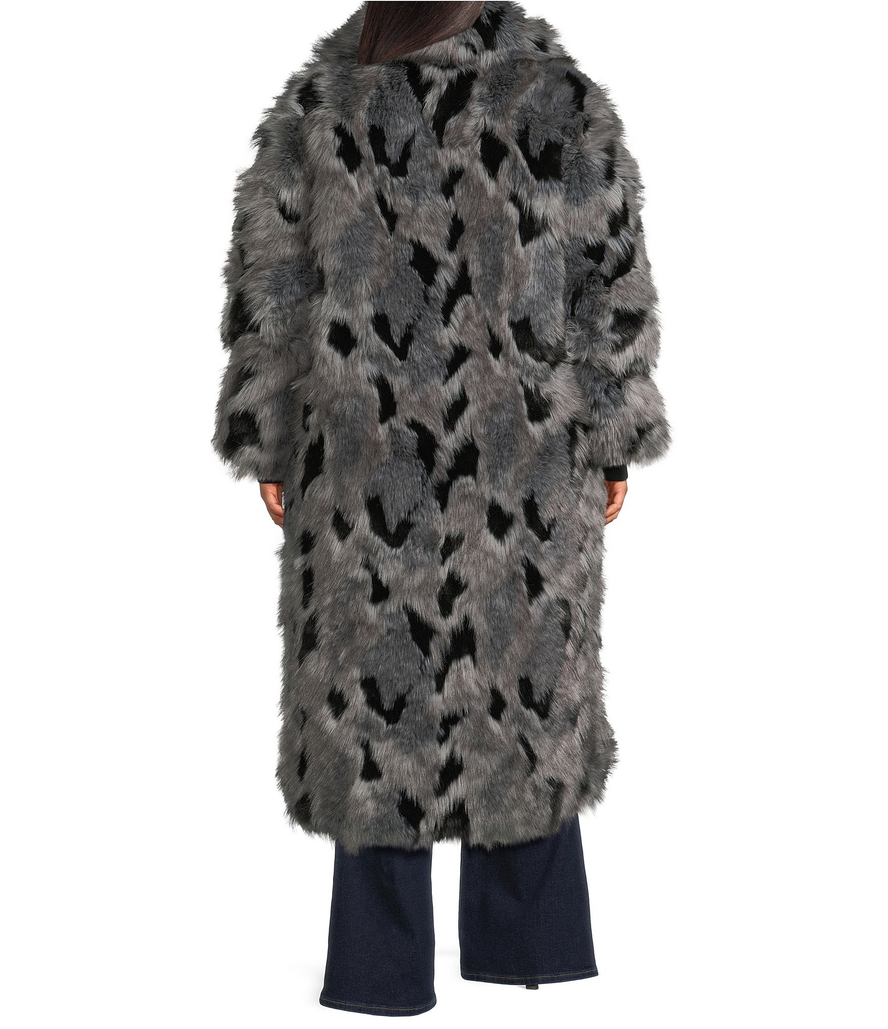 Azalea Wang Plus Size Adria Faux Fur Oversize Shawl Collared Trench Coat