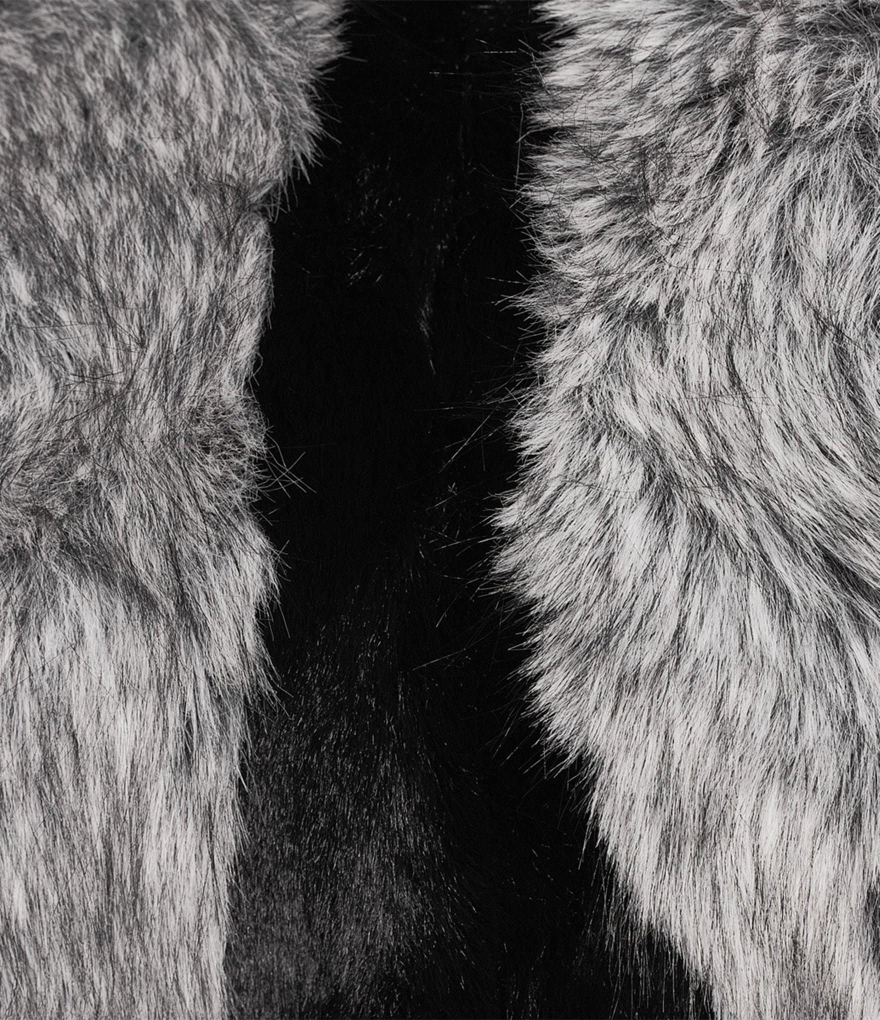 Azalea Wang Plus Size Astra Striped Faux Fur Collared Filled Jacket