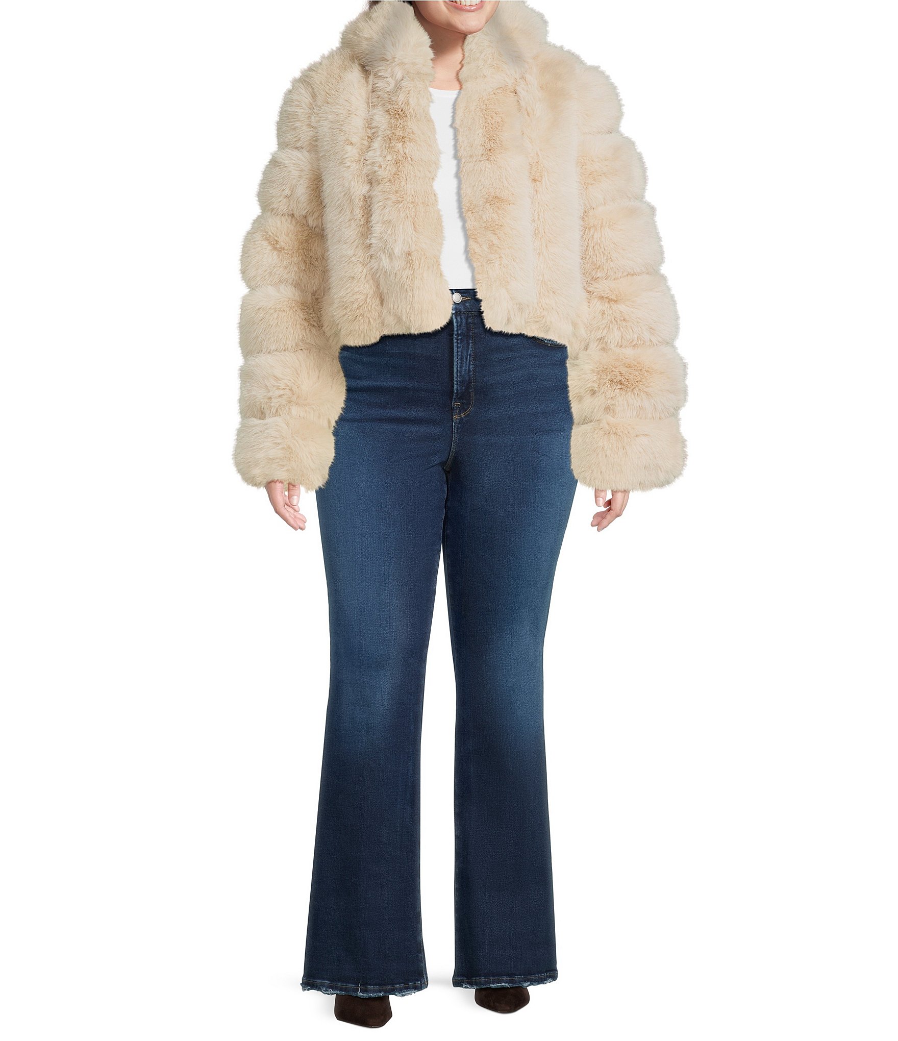 Azalea Wang Plus Size Jolene Faux Fur Hooded Filled Jacket