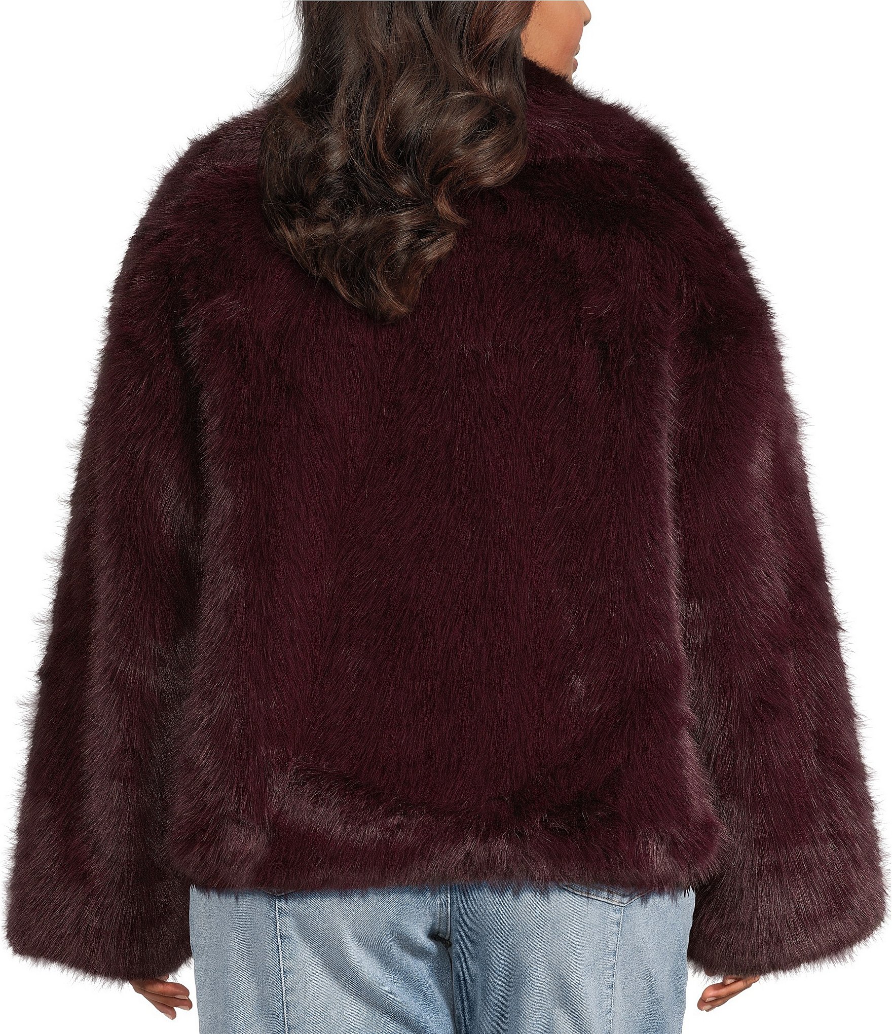 Azalea Wang Plus Size Regina Faux Fur Wing Collar Oversize Snap Front Jacket