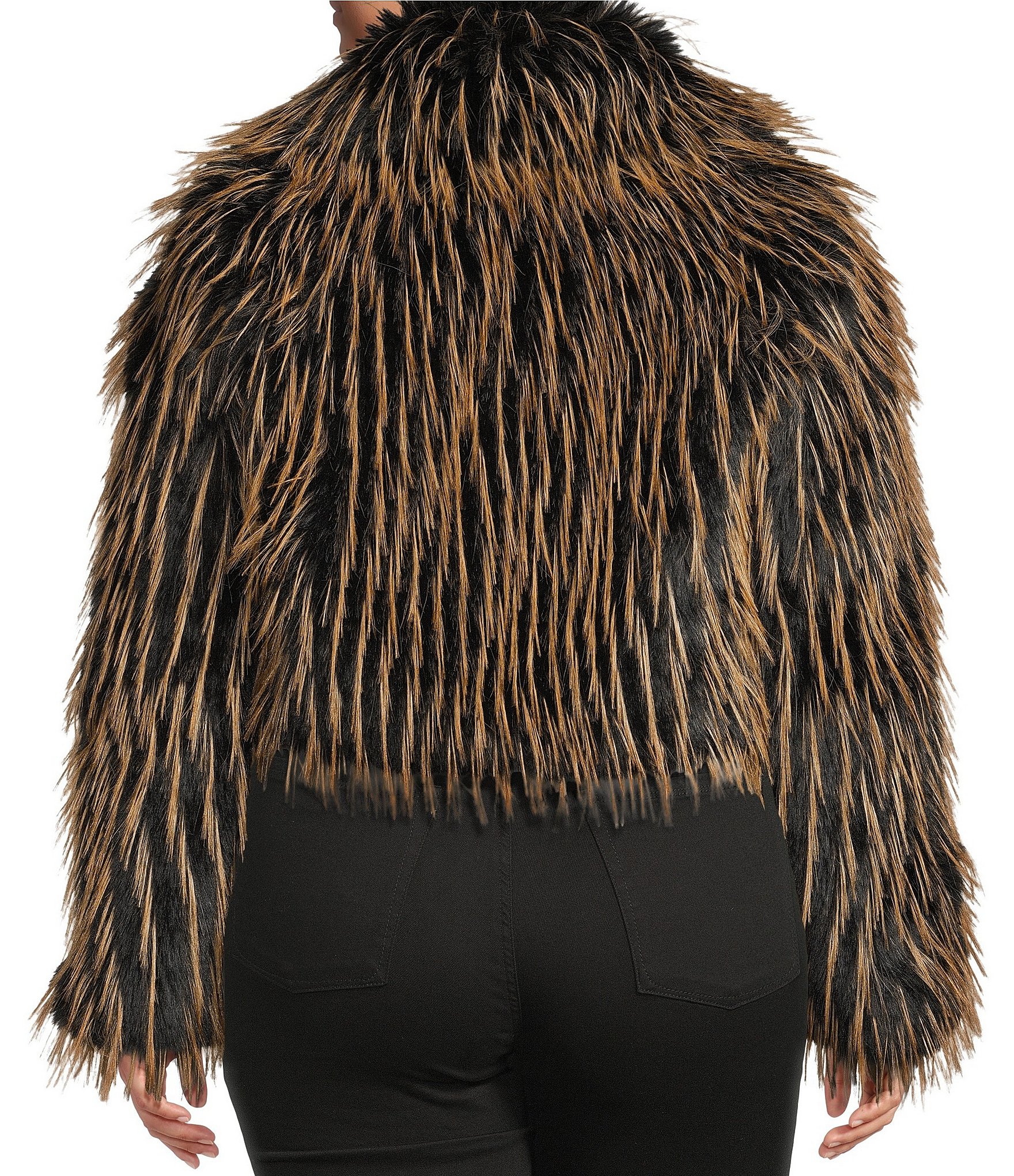 Azalea Wang Plus Size Saoirse Faux Fur Oversize Collared Cropped Bolero Jacket