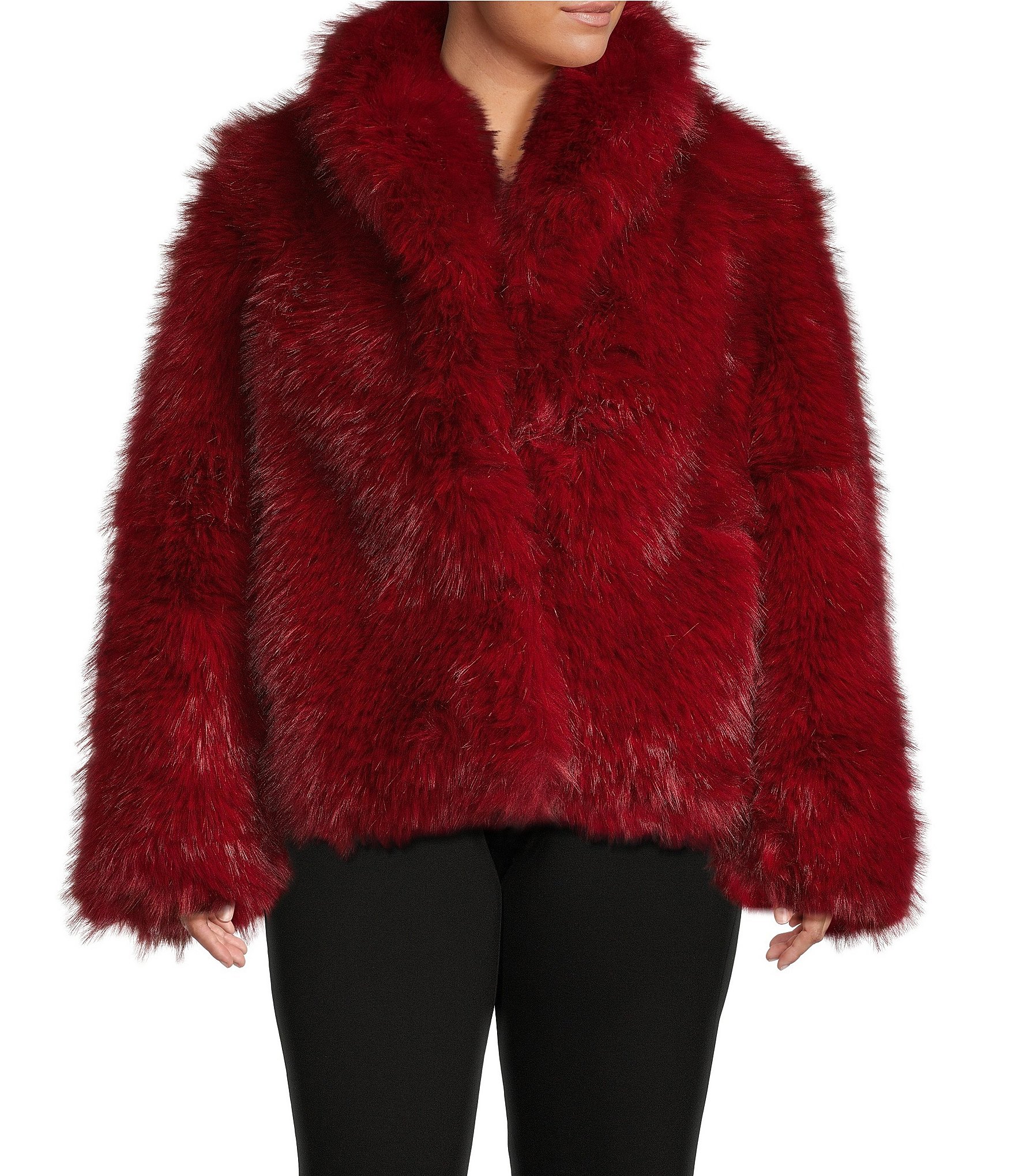 Azalea Wang Plus Size Simona Faux Fur Oversize Shawl Collar Open Front Jacket