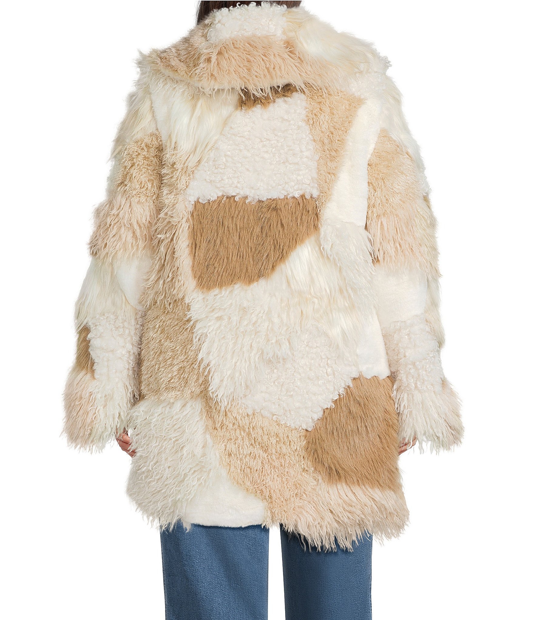 Azalea Wang Plus Size Taher Faux Fur Patchwork Shawl Collar Oversize Trench Coat