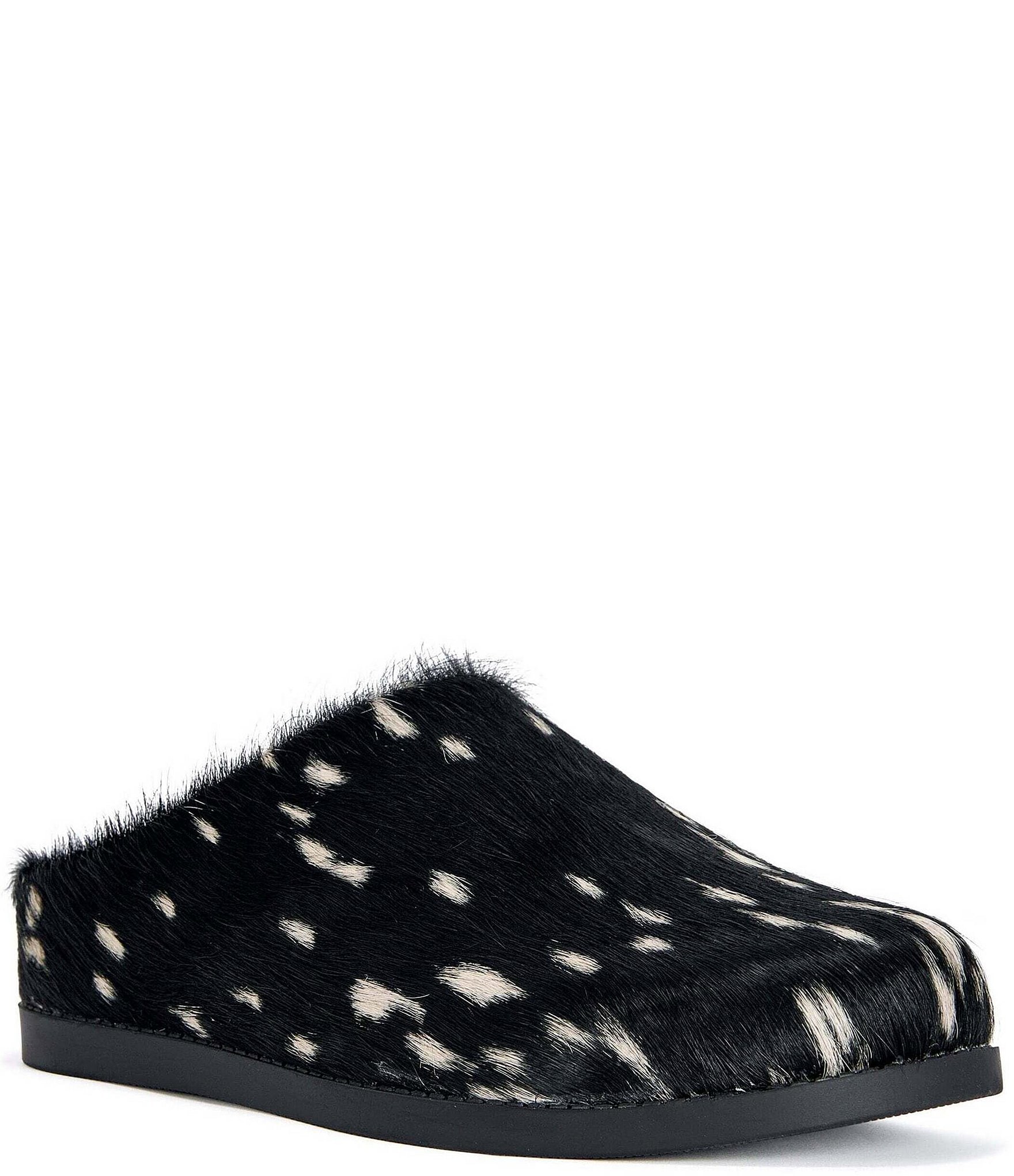 Azalea Wang Ramses Deer Print Calf Hair Platform Mules