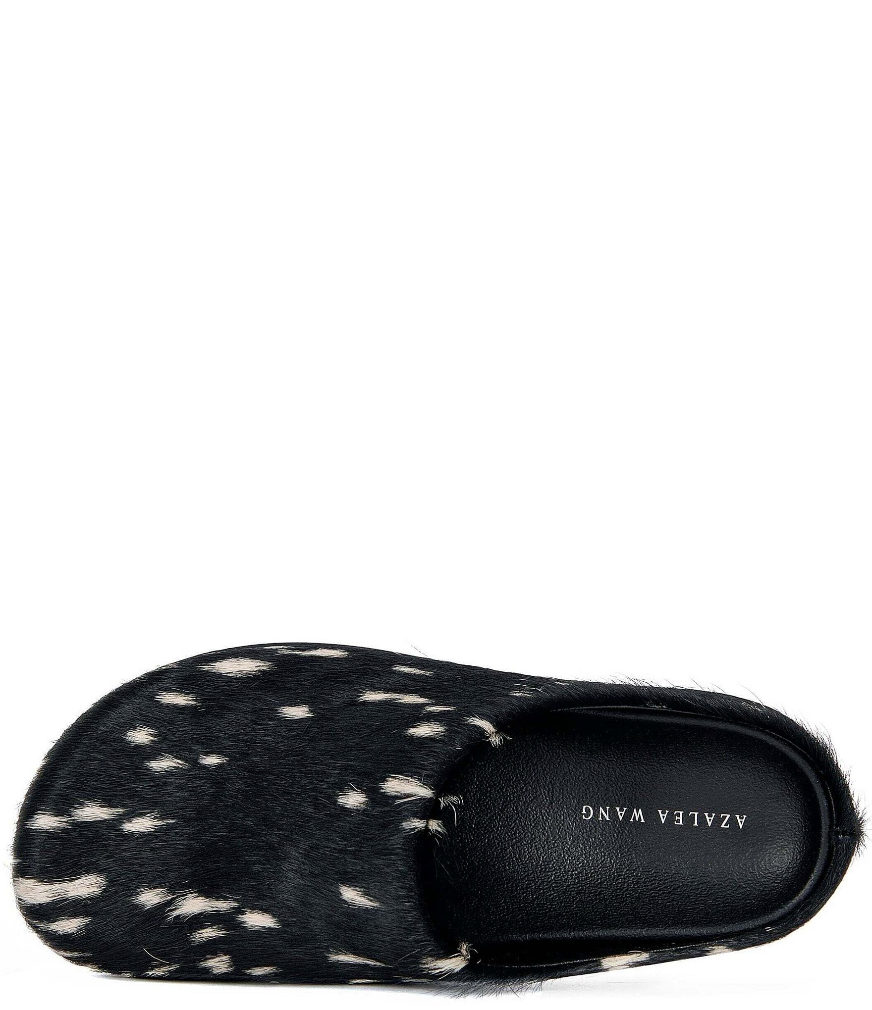 Azalea Wang Ramses Deer Print Calf Hair Platform Mules