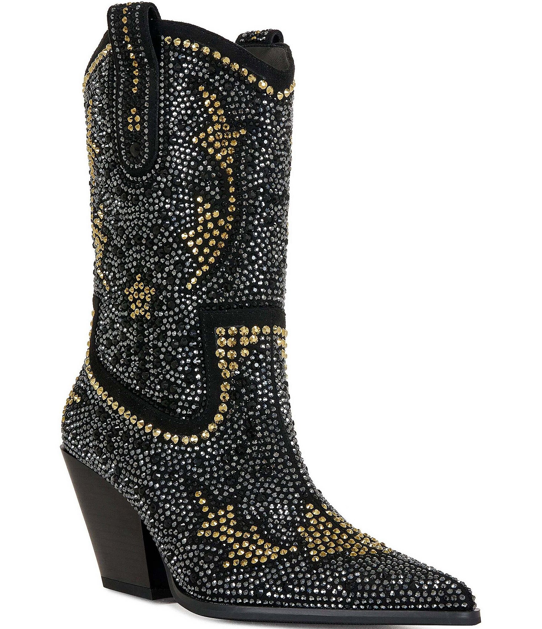 Azalea Wang Scott Rhinestone Embellished Western Booties