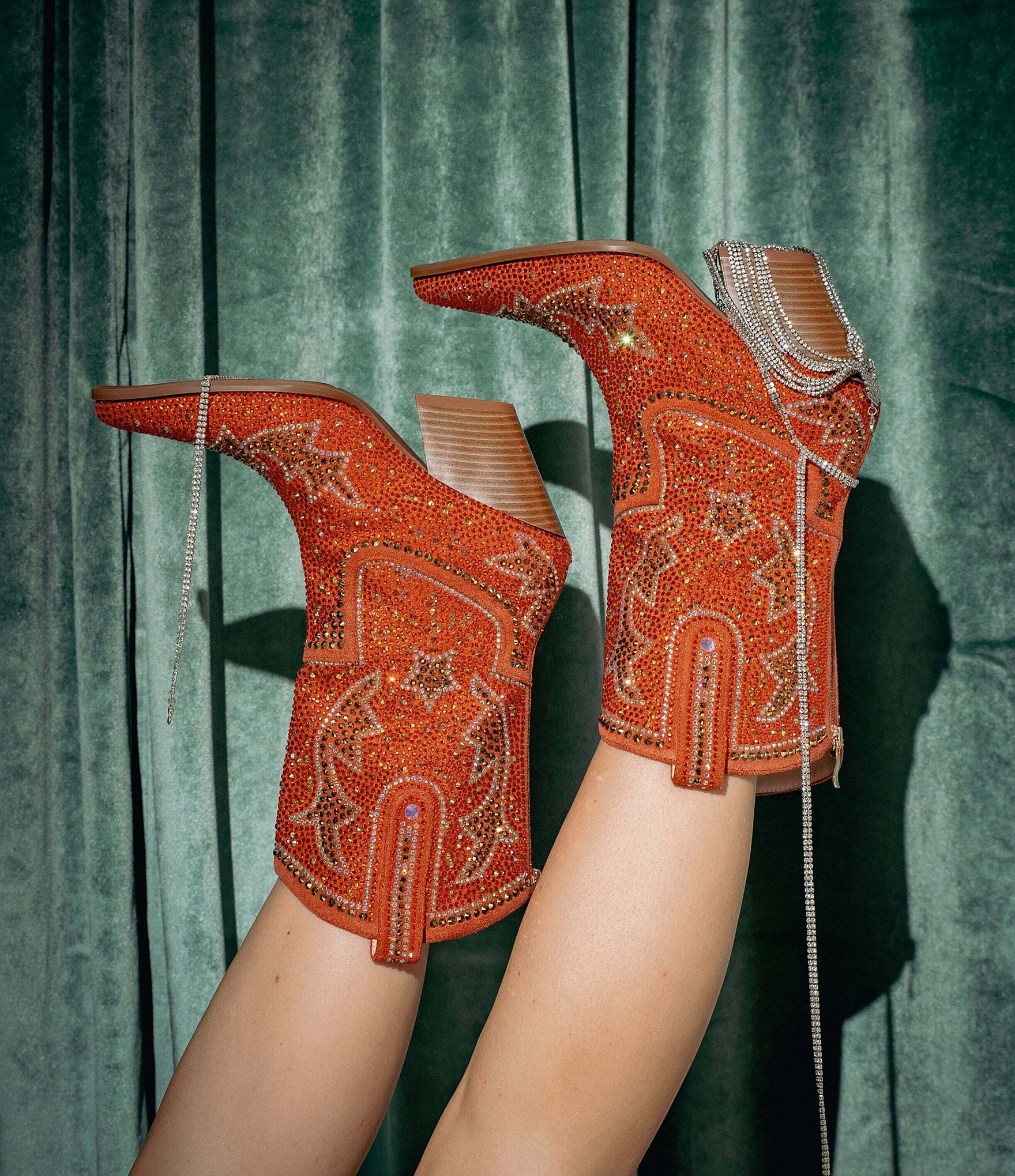 Azalea Wang Scott Rhinestone Embellished Western Booties