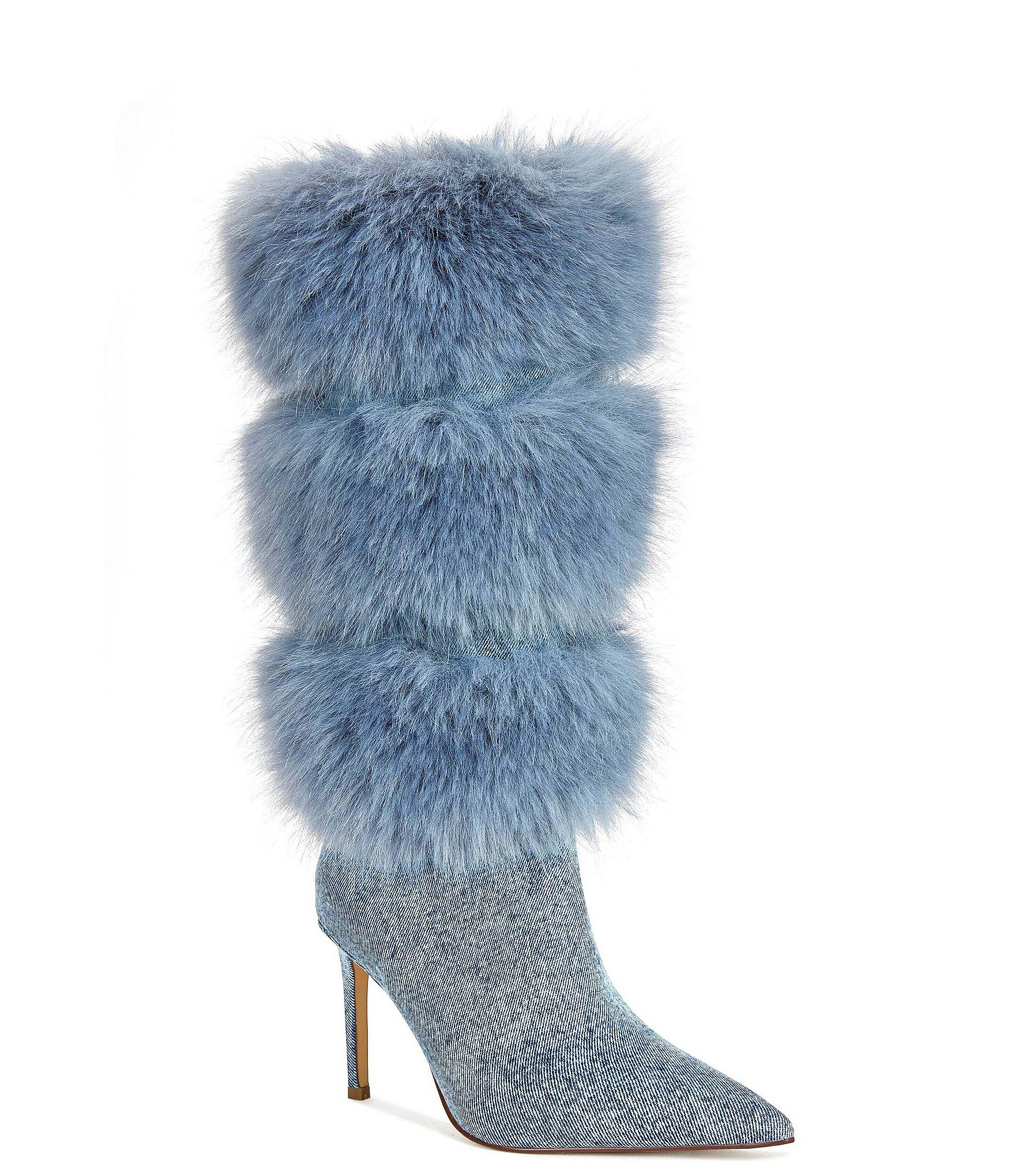 Azalea Wang Senae Faux Fur Shaft Pointed Toe Tall Dress Boots