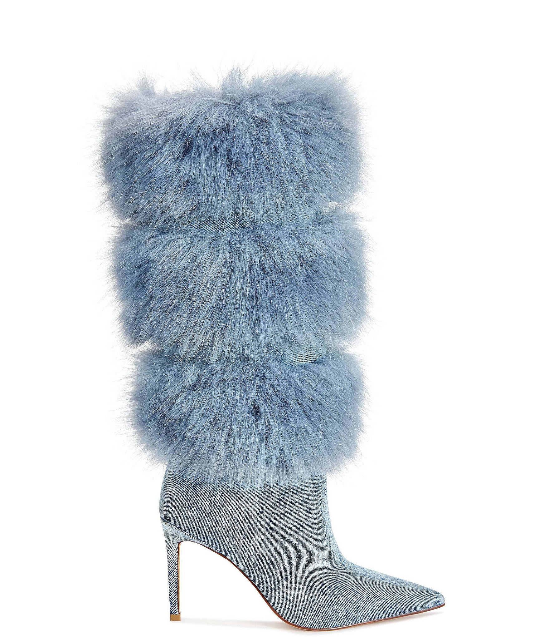 Azalea Wang Senae Faux Fur Shaft Pointed Toe Tall Dress Boots
