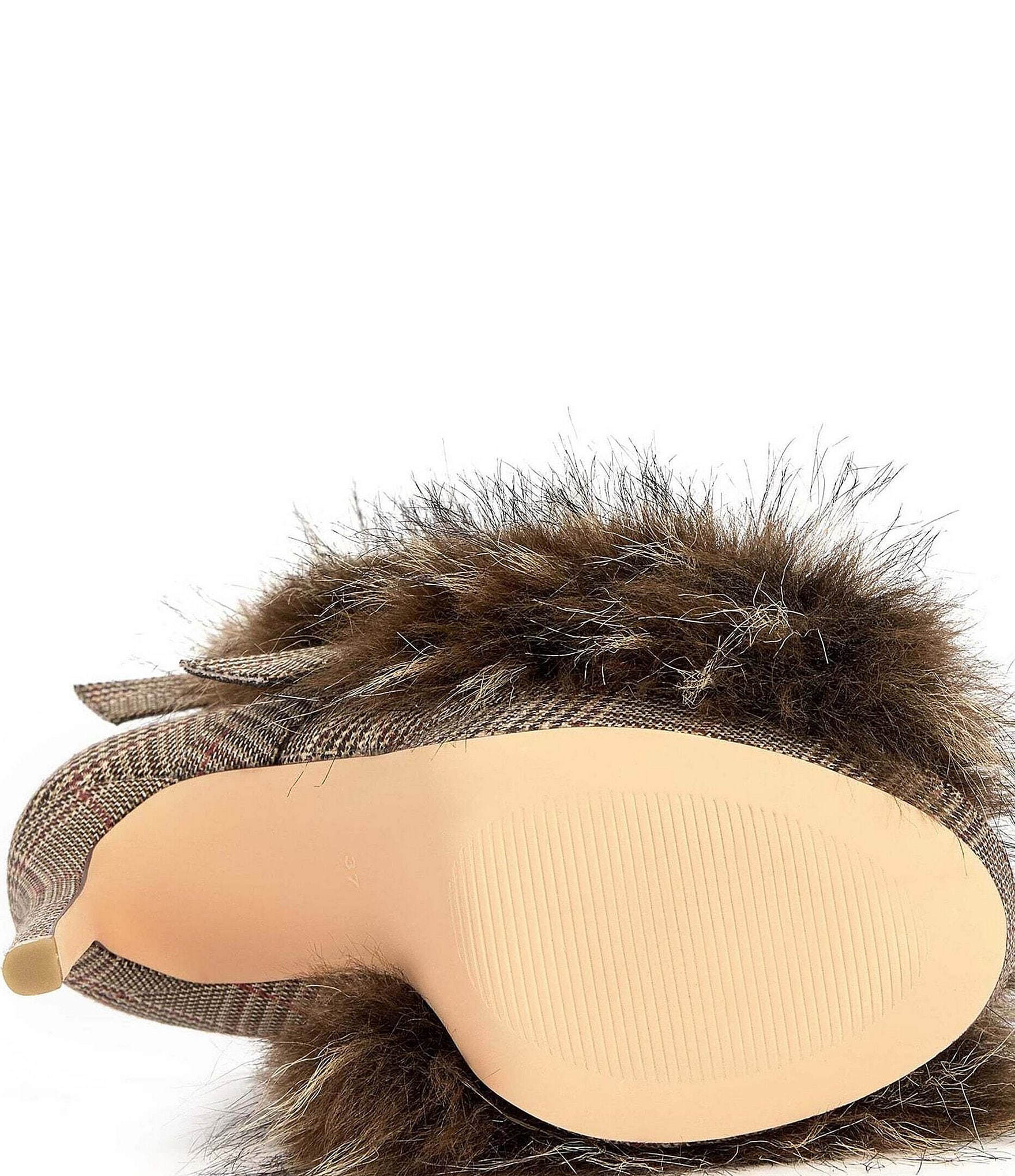 Azalea Wang Serious Plaid Faux Fur Booties