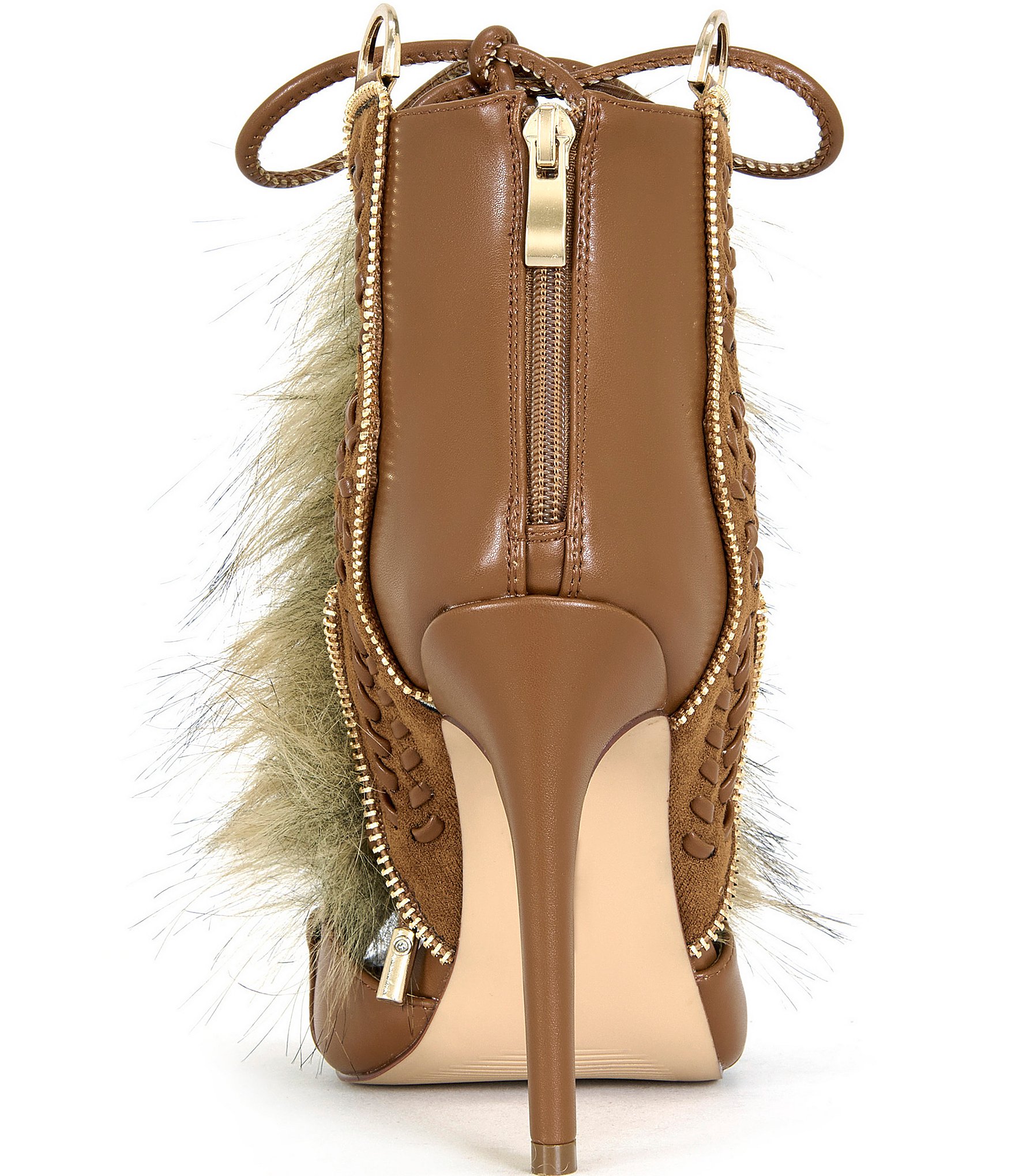 Azalea Wang Shainy Faux Fur Lace Up Shooties