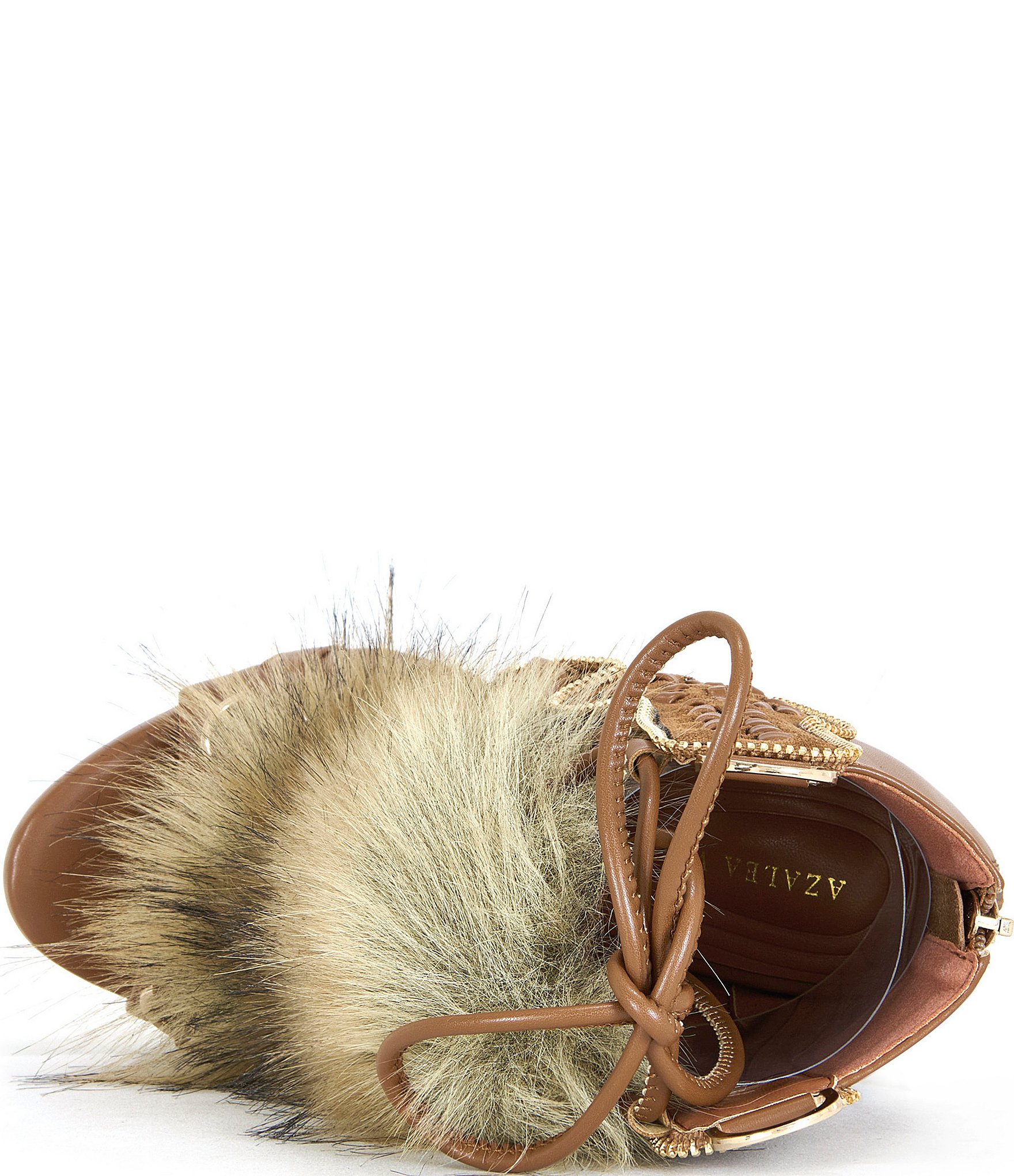 Azalea Wang Shainy Faux Fur Lace Up Shooties