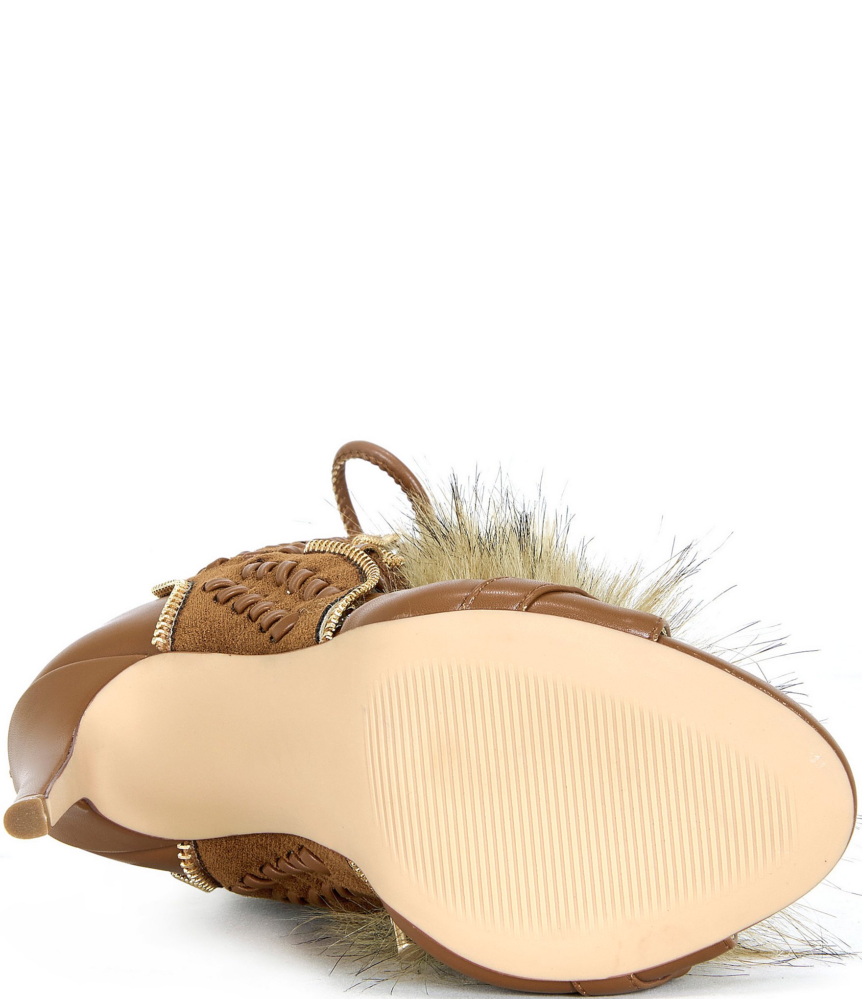 Azalea Wang Shainy Faux Fur Lace Up Shooties