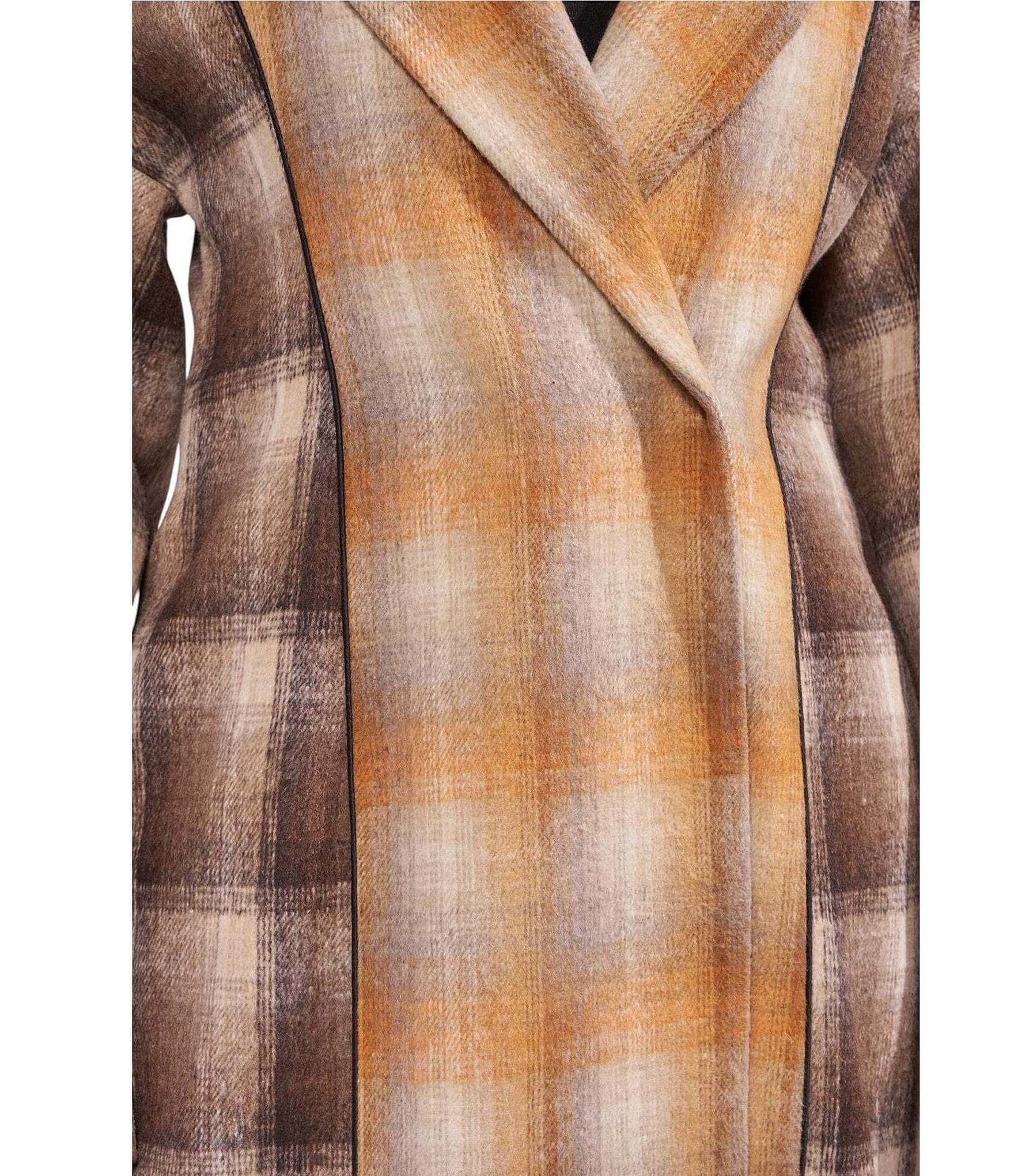Azalea Wang Studio Checked Pattern Notch Collar Oversized Fit Button Front Jacket