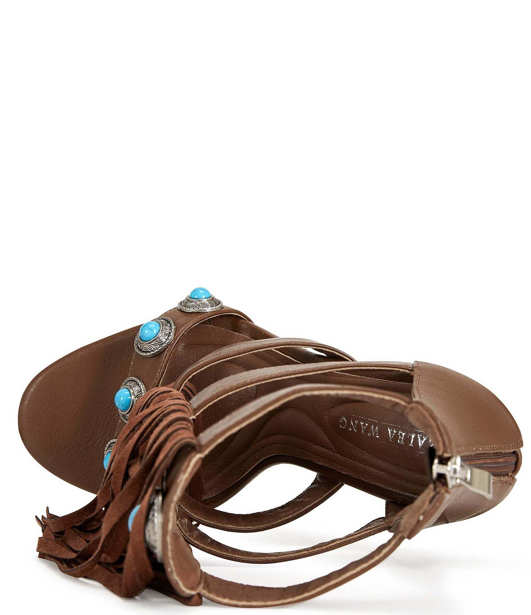Azalea Wang Sumac Turquoise Ornamented Fringe Dress Sandals