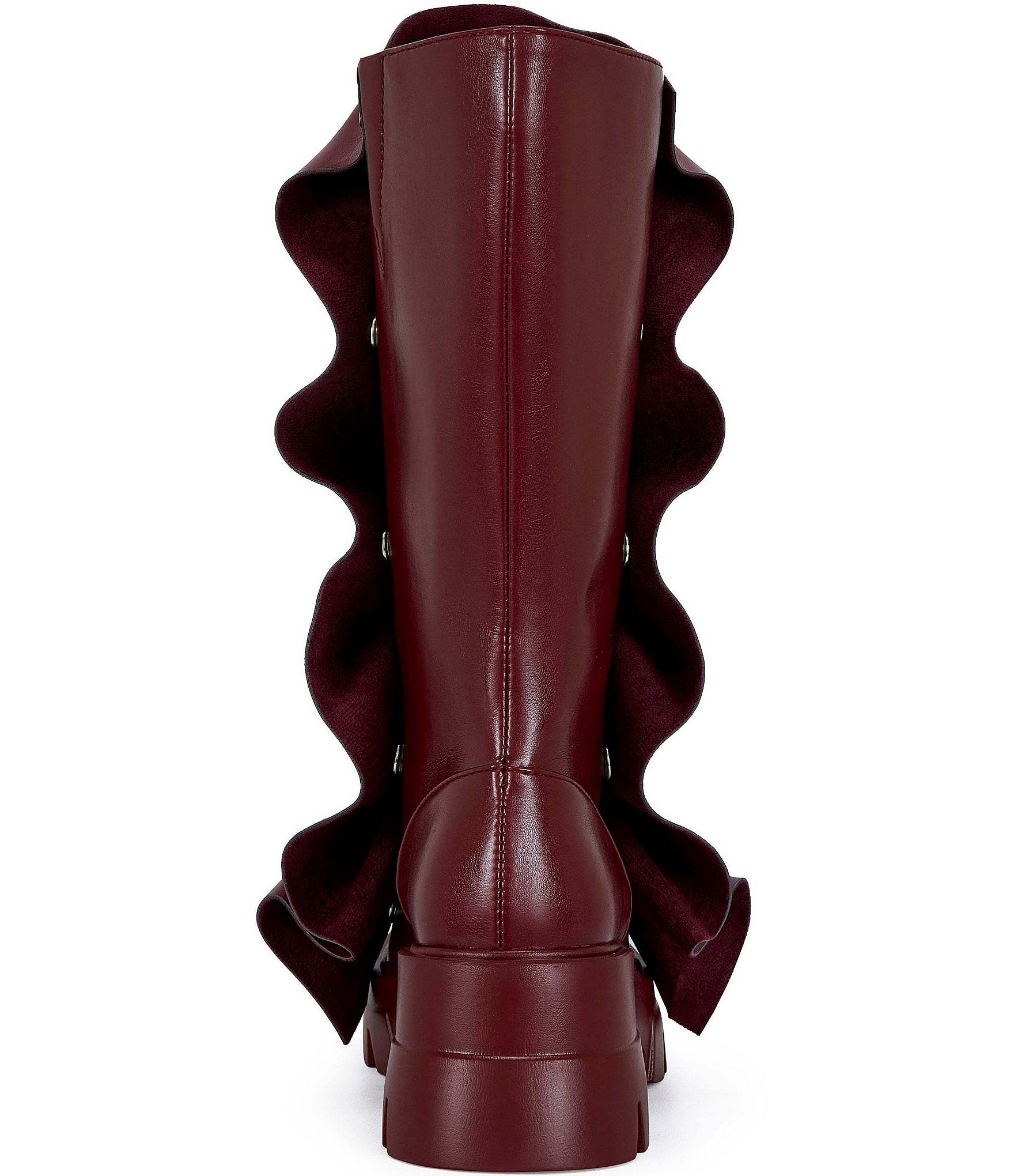 Azalea Wang Sybel Snap Hardware Slouch Overlay Lug Sole Mid Calf Boots