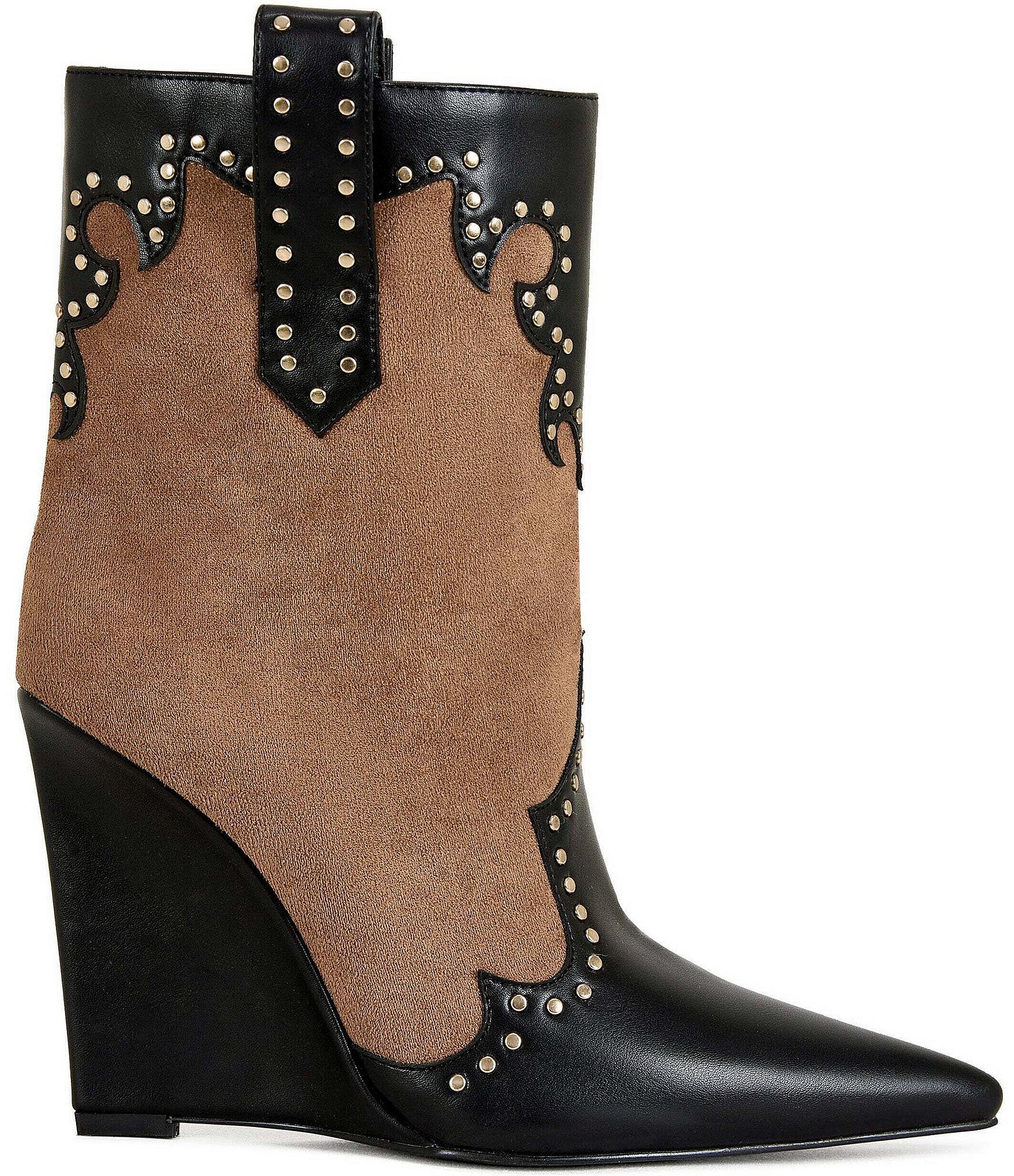 Azalea Wang Tallulah Studded Western Wedge Booties