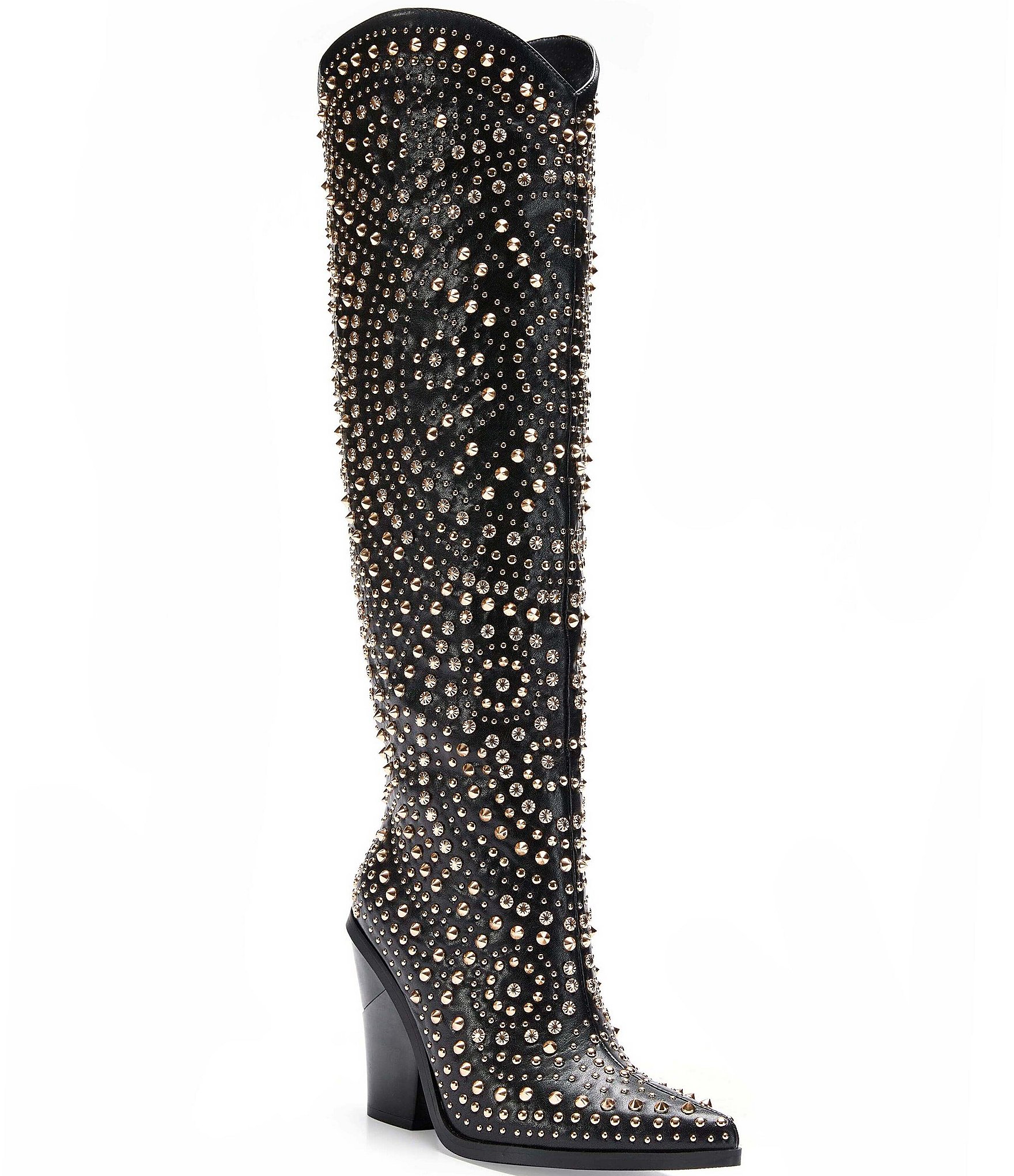 Azalea Wang Texas Studded Tall Western Boots | Dillard's